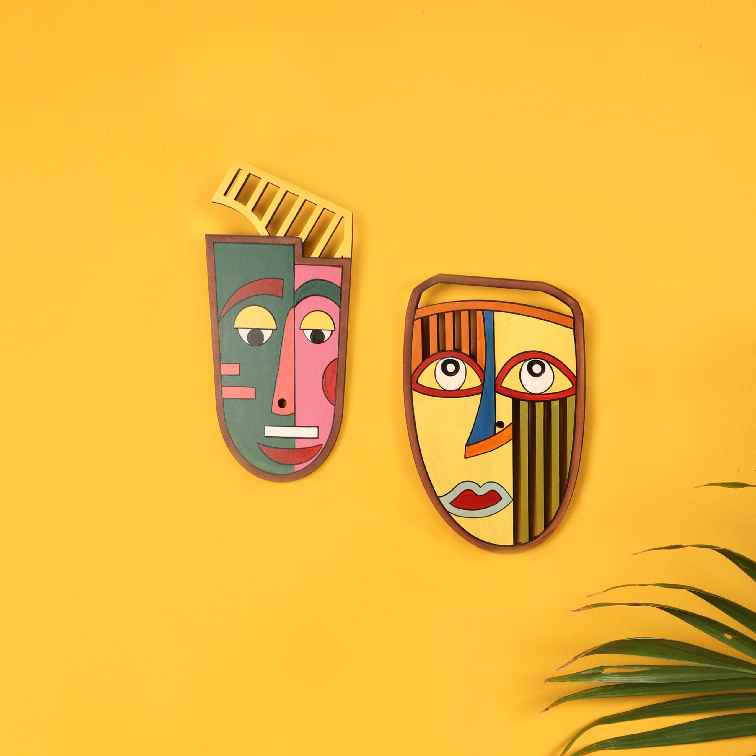 ART CREATIONS BY SUMAN SONTHALIA At Wits' End Wall Decor Mask (Set of 2)