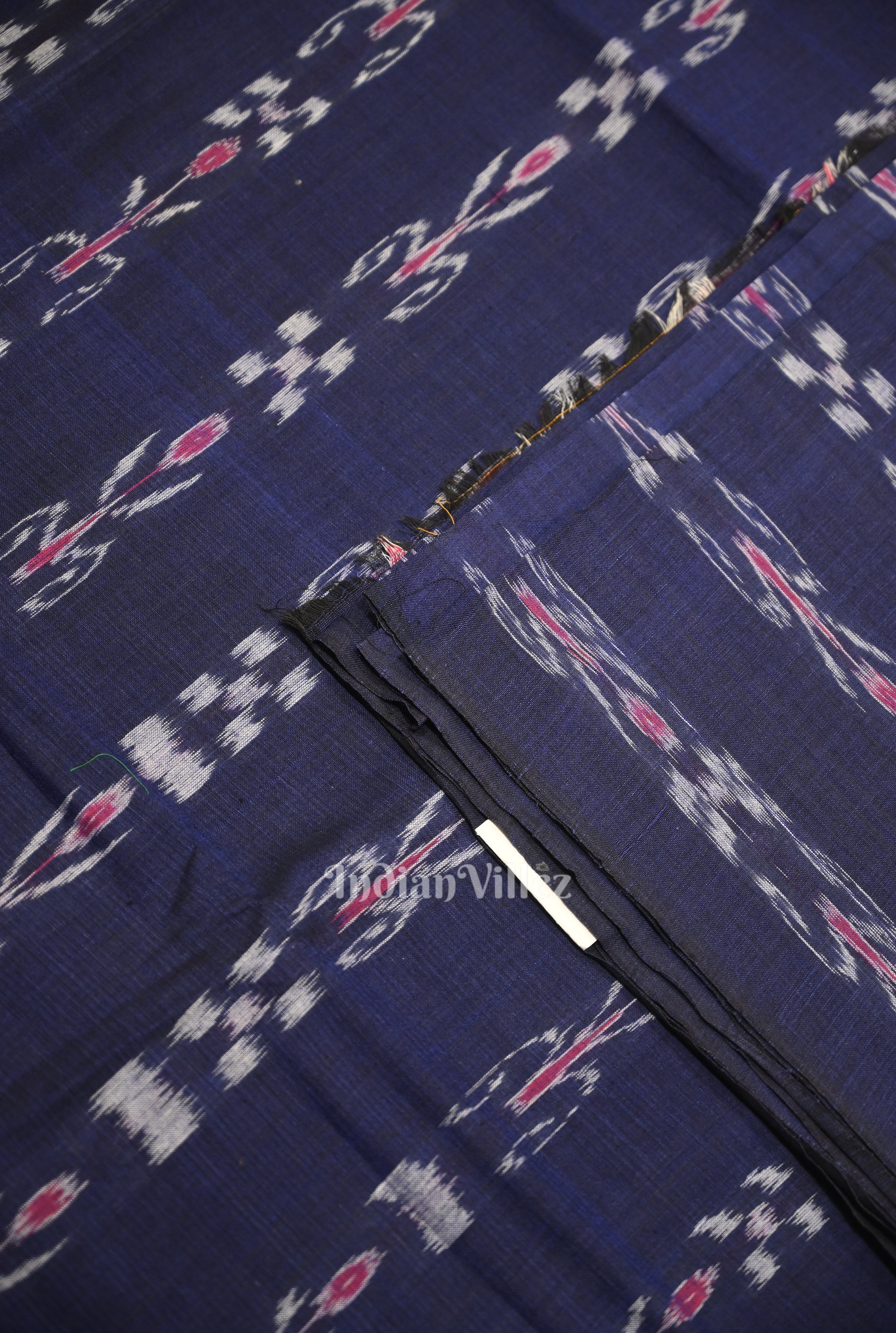 IndianVillèz Blue Mayur Chandrika Sambalpuri Ikat Cotton Fabric - view 2