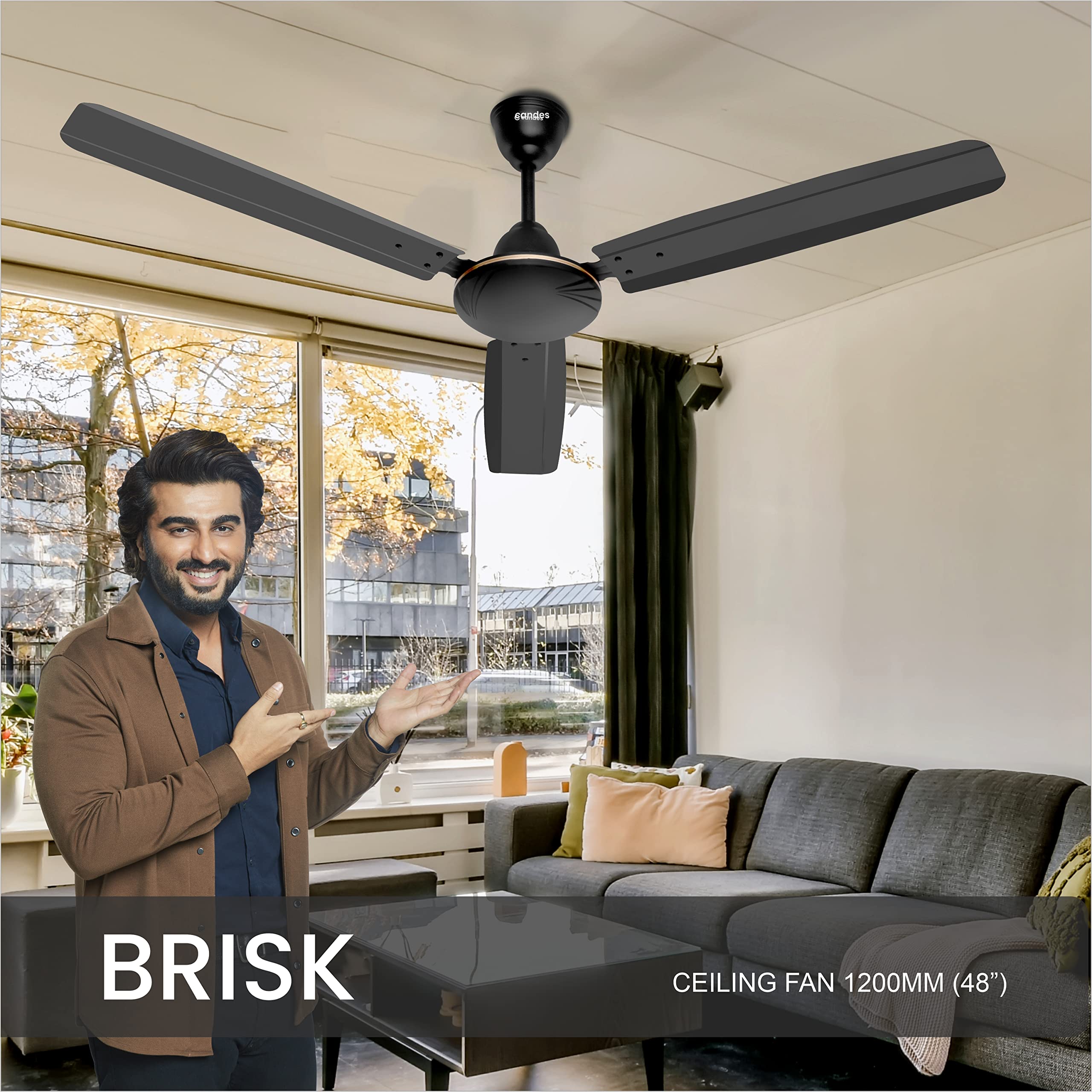 Candes Brisk High Speed 1200 mm /48 inch 100% Matt Finish Ceiling Fan 405-RPM with 2 Years warranty (Pack of 1,Coffee Brown) - view 2