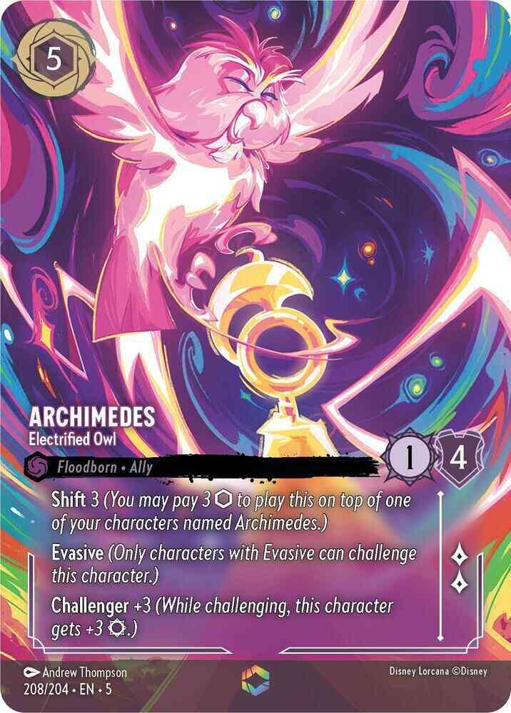 Electrified owl enchanted – Lorcana Archimedes - Electrified Owl (Enchanted) - 208/204 [Shimmering Skies] [Holofoil]