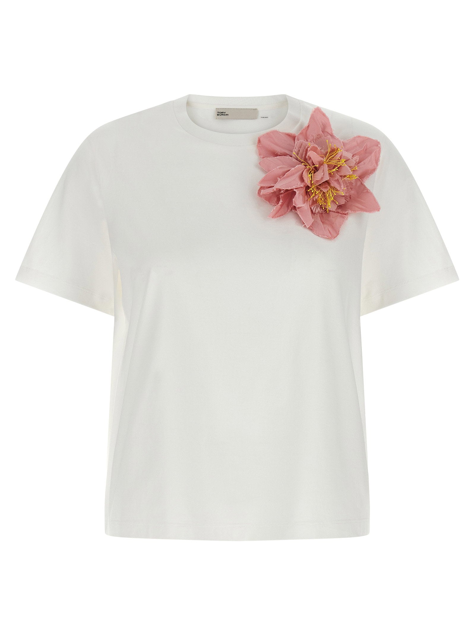 Tory Burch Floral Applique T-shirt – 100% cotton
