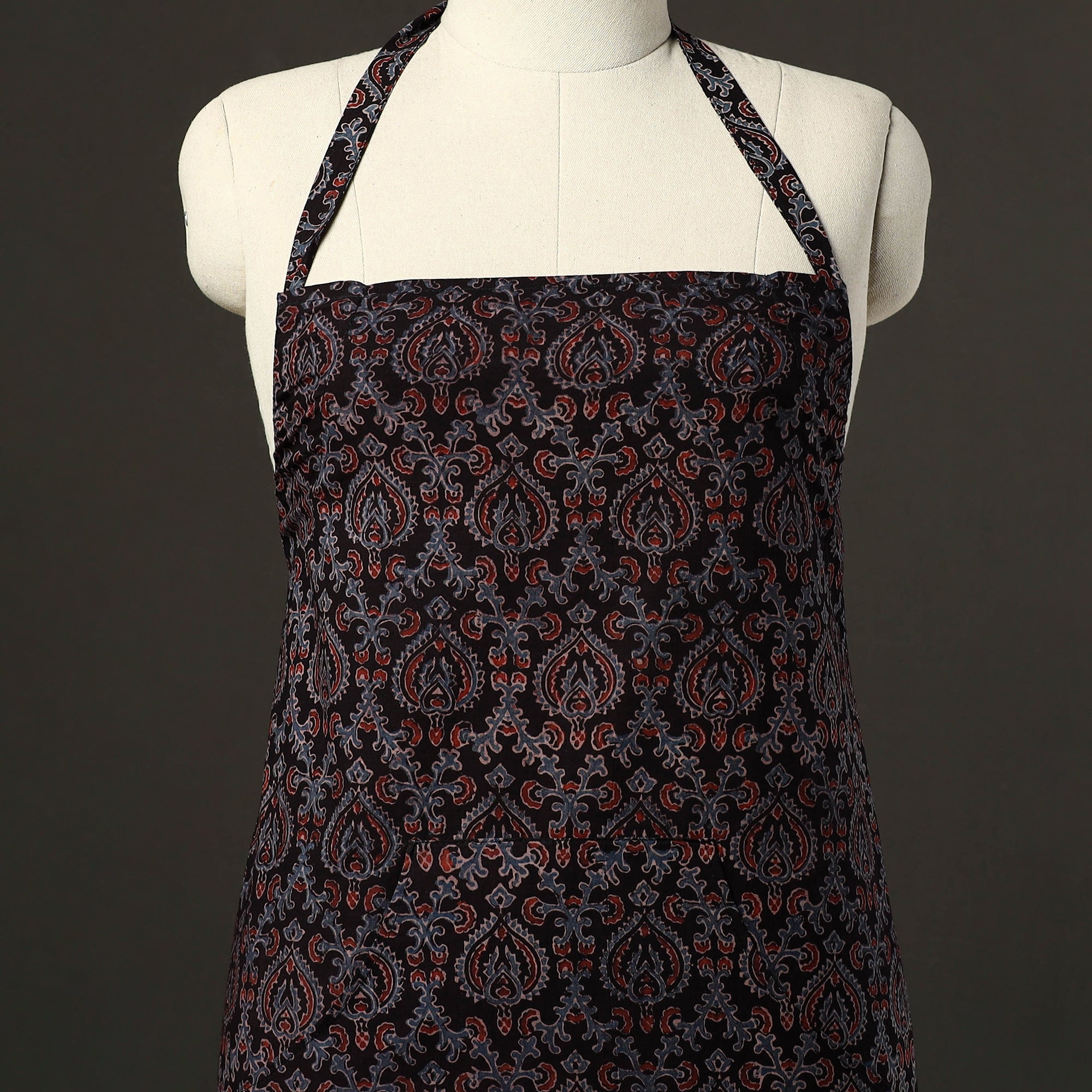 JALPARI Ajrakh Block Print Cotton Apron with Pocket 49 - view 2