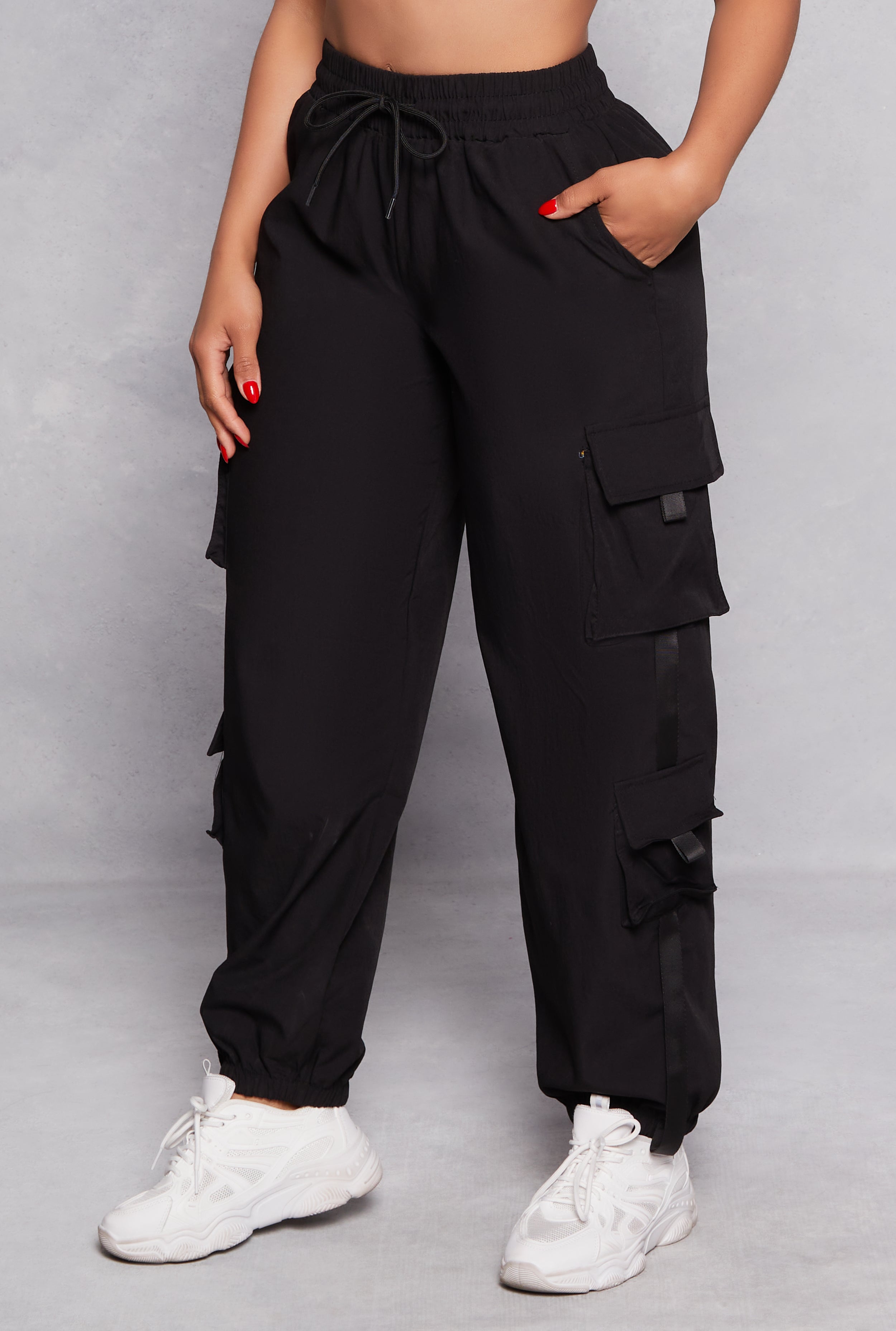 Rainbow Shops Poplin High Waisted Cargo Joggers - view 2