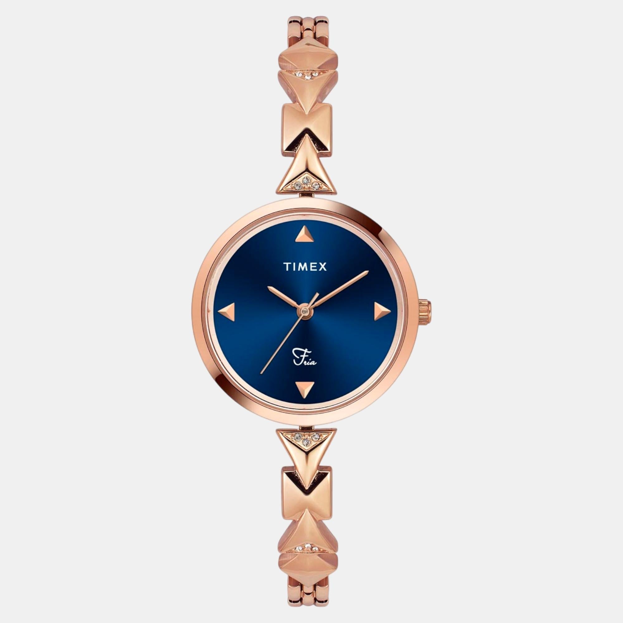 Timex Fria Women Quartz Blue Dial Analog Brass Watch TWEL18305