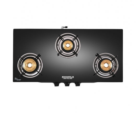 Maharaja Whiteline Solana 3 Burner Glass Top Gas Stove | Black - view 2