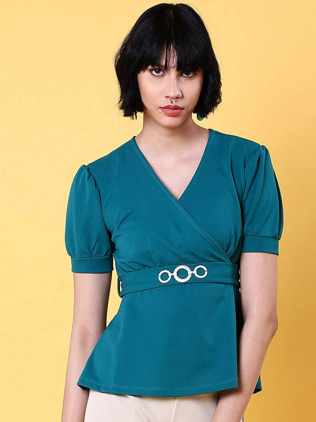 Freehand By The Indian Garage Co Women V Neck Peplum Top