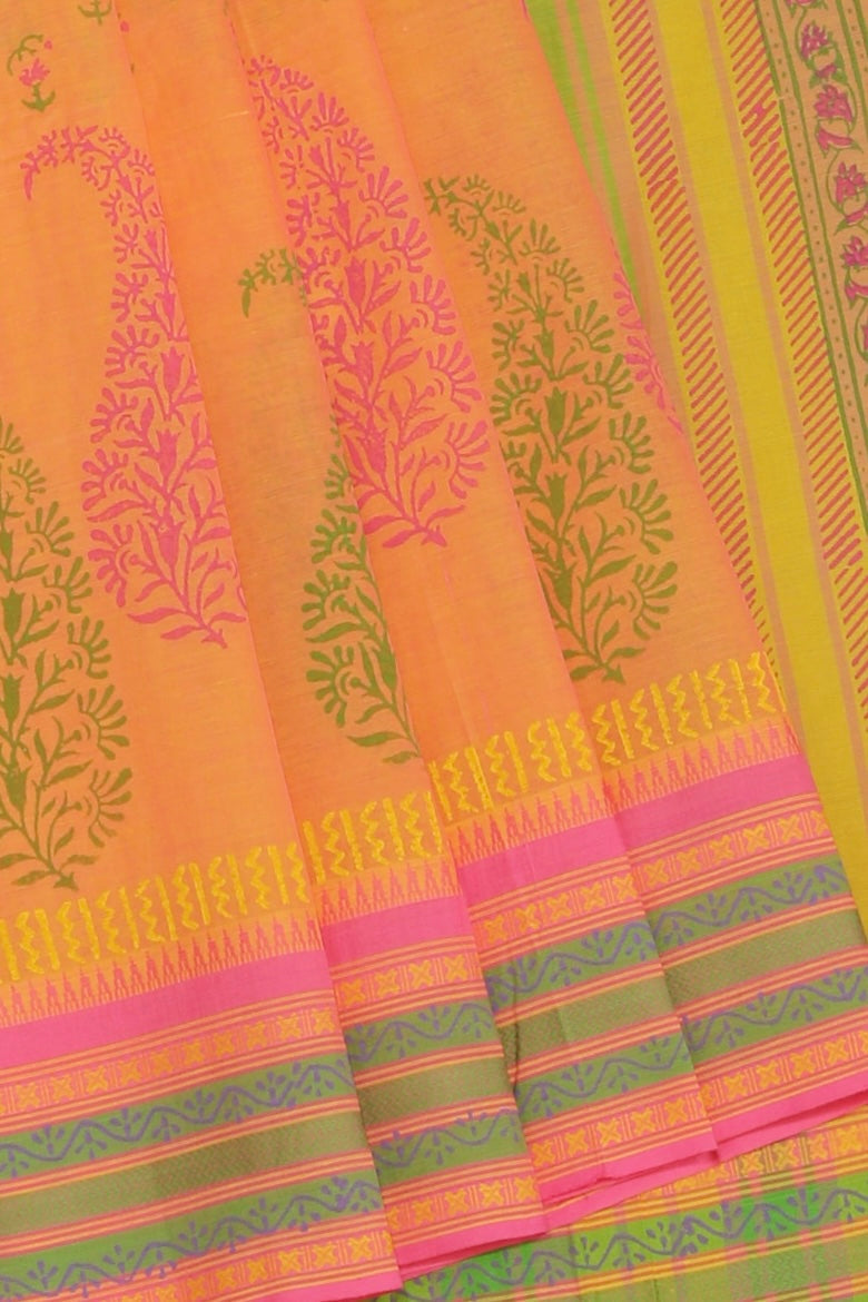 Kalanjali Ethnics Hand block printed cotton saree