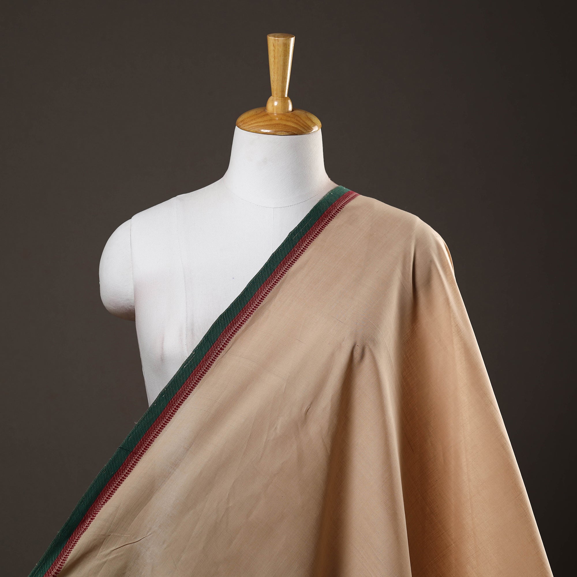 SOUTH KARGHA Beige - Handloom Mangalagiri Cotton Fabric with Thread Border 04