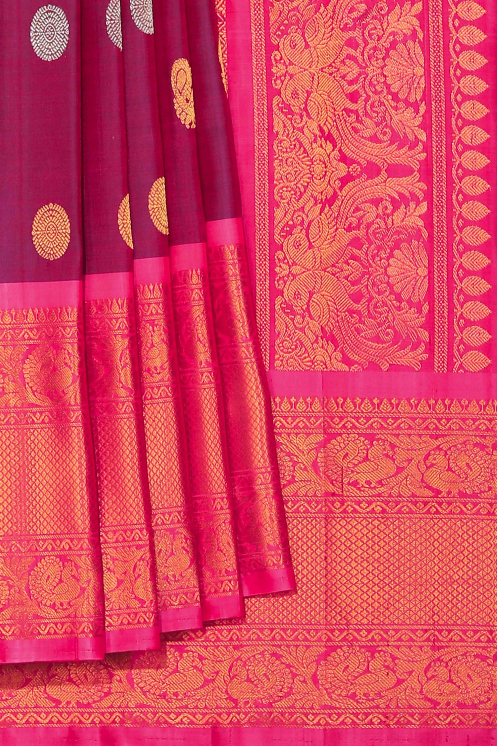 Kalanjali Gadwal Silk Violet Saree – Women's