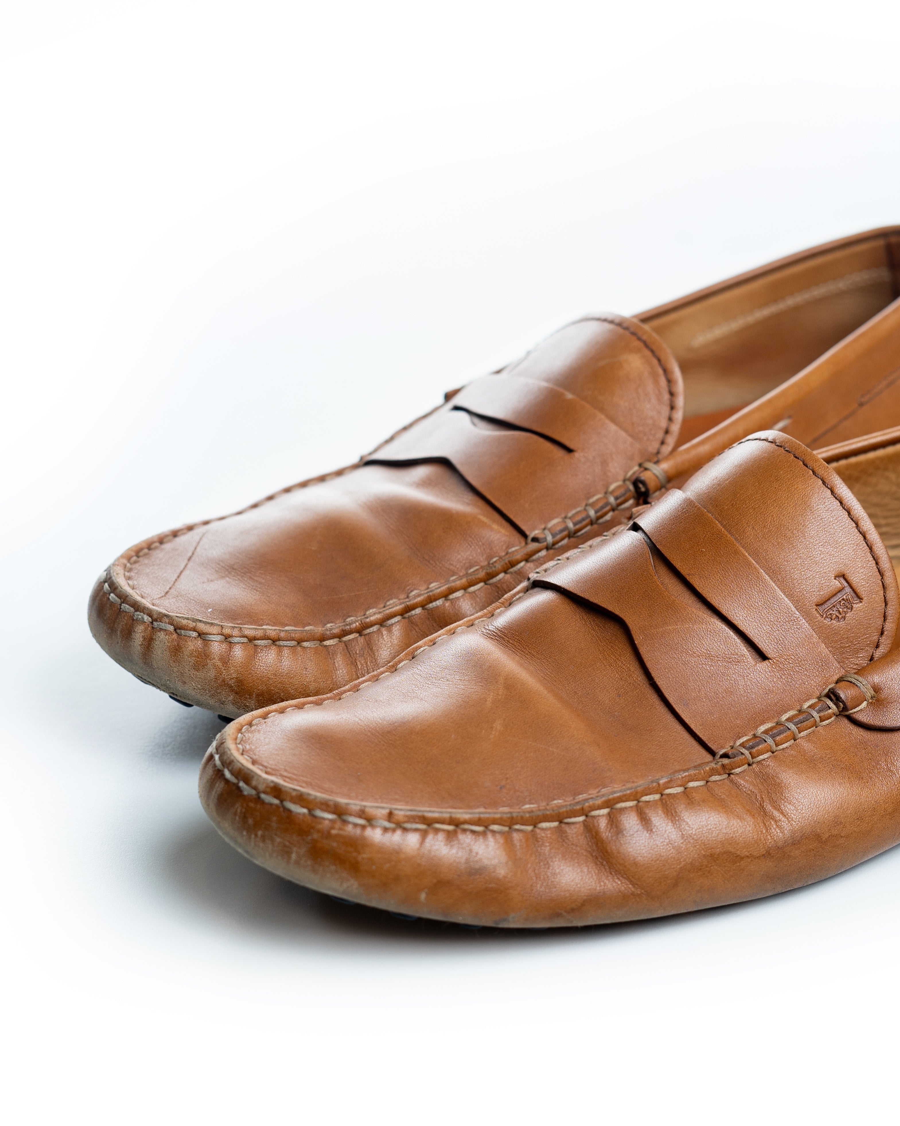 Tods Brown Leather Slip Loafers - view 2