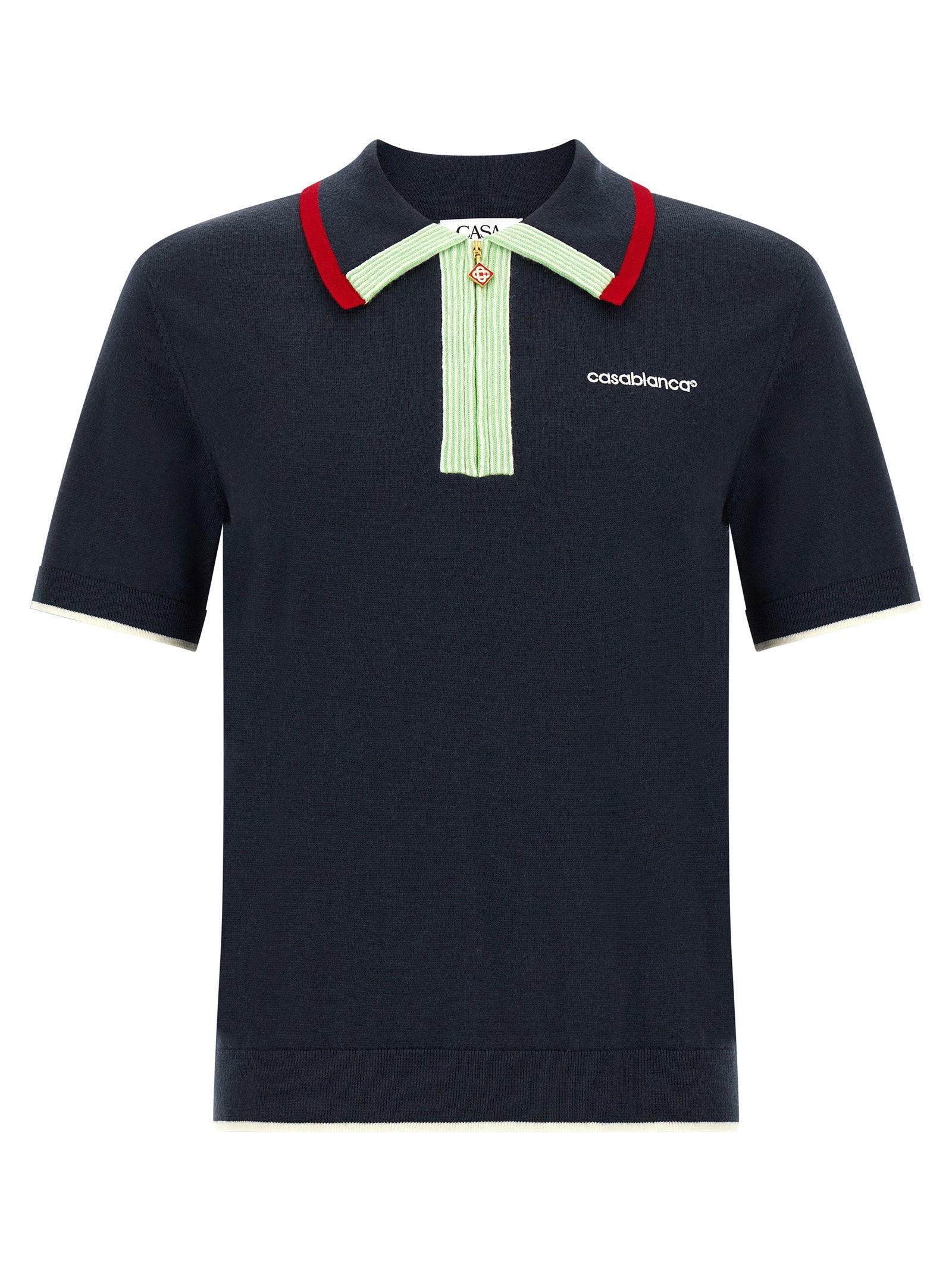 Casablanca Knit Polo Shirt With Zip – 100% wool