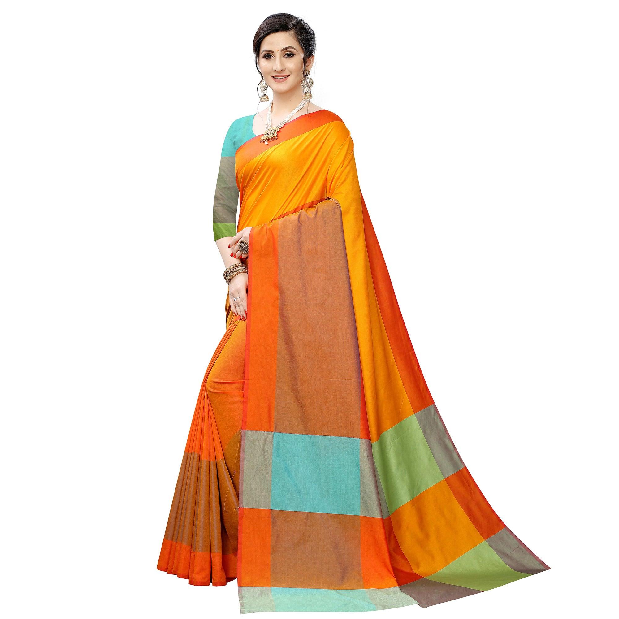 Peachmode Ideal Mustard Yellow Colored Festive Wear Woven Sana Silk Saree - view 5