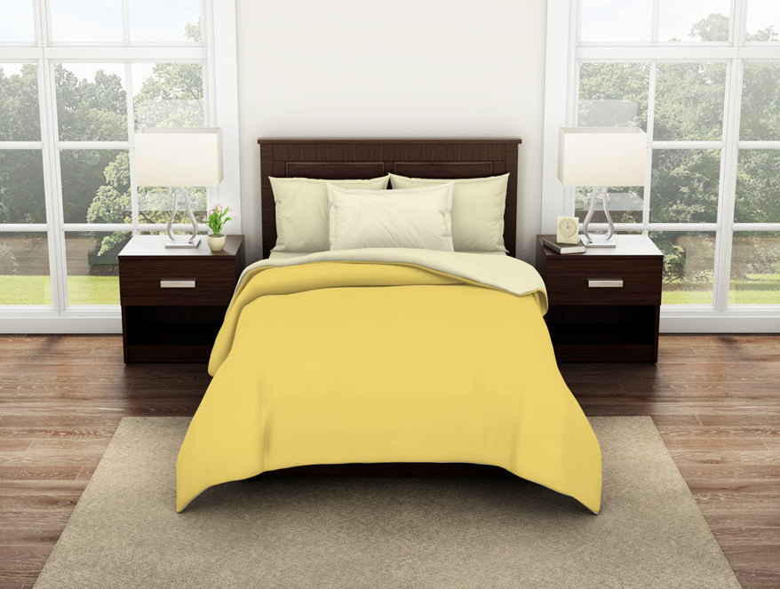 100 cotton shell – Spaces India Solid Yellow/Ivory 100% Cotton Shell Single Quilt / AC Comforter - Essentials Solid By Spaces