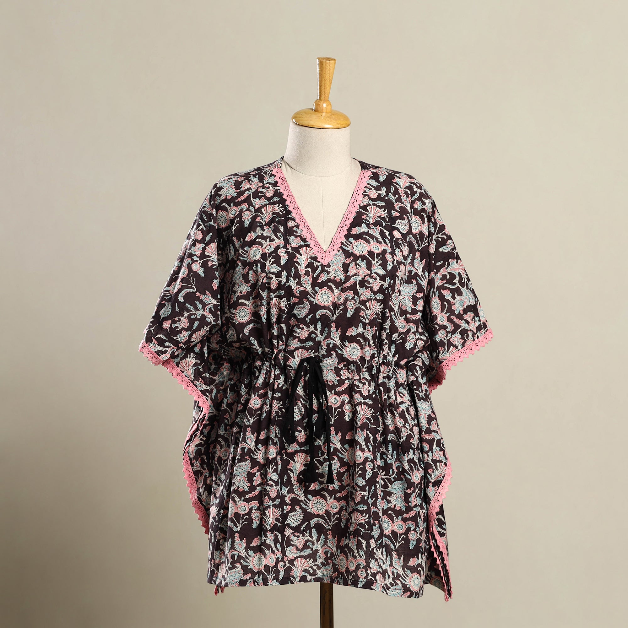 ITOKRI CASUALS Black - Block Print Sanganeri Cotton Kaftan (Short) 16