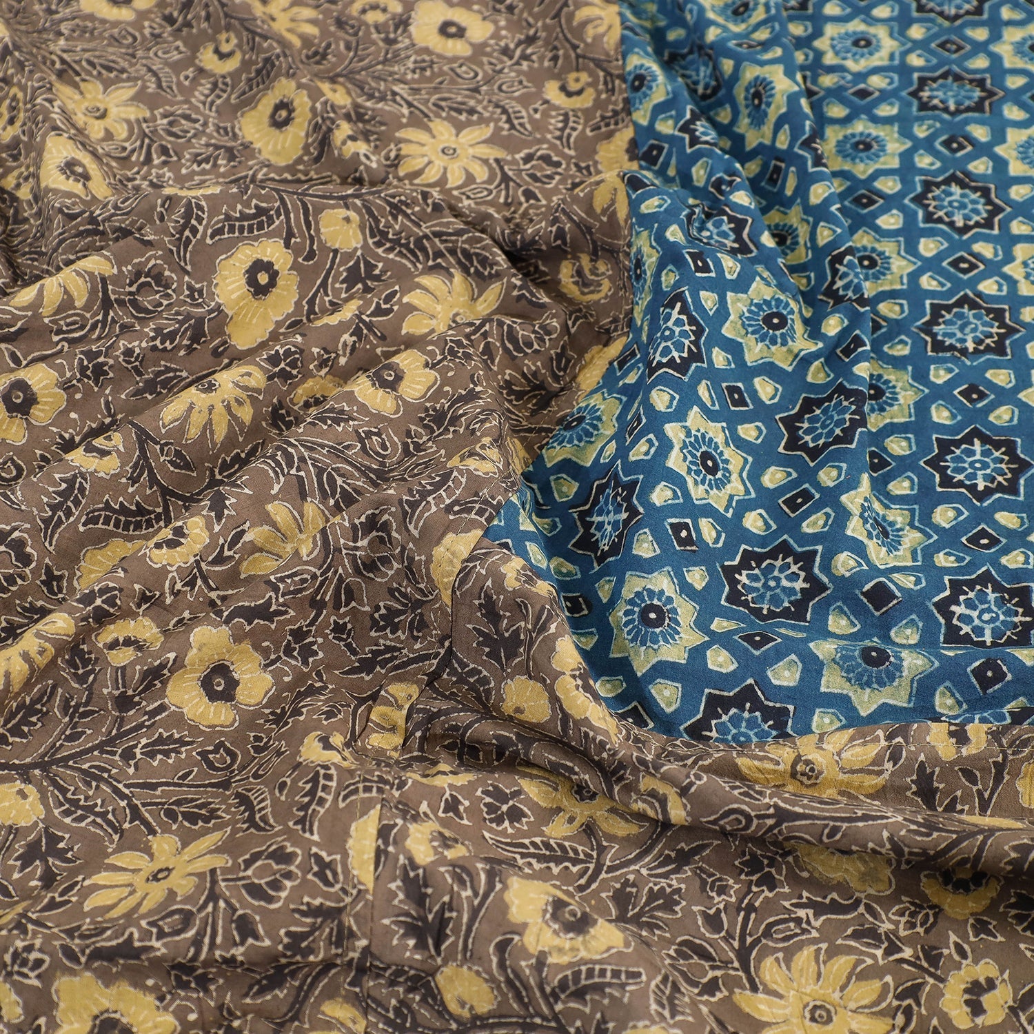 HAVELI CHRONICLES Brown - Ajrakh Patch Tukdi Kaam Cotton Double Bed Cover with Pillow Covers (109 x 86 in) - view 5