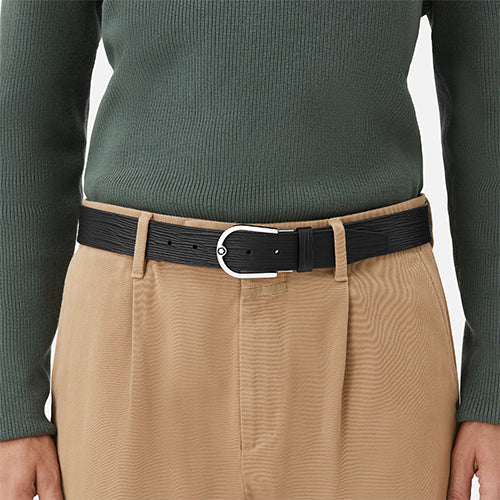 Montblanc Mont Blanc, Horseshoe buckle printed black/plain black 35mm reversible leather belt - view 2
