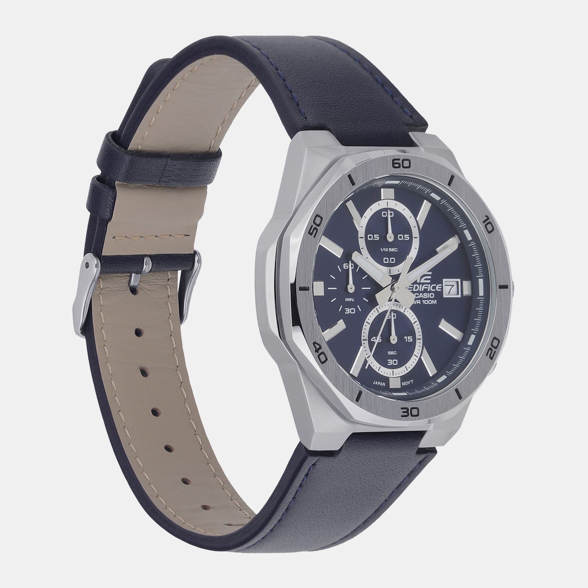 Casio Edifice Men Quartz Blue Dial Chronograph Leather Watch ED587 - view 3