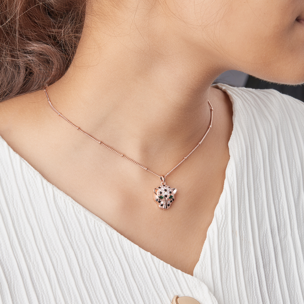Branta Leopard Face Earring and Necklace Set For Women