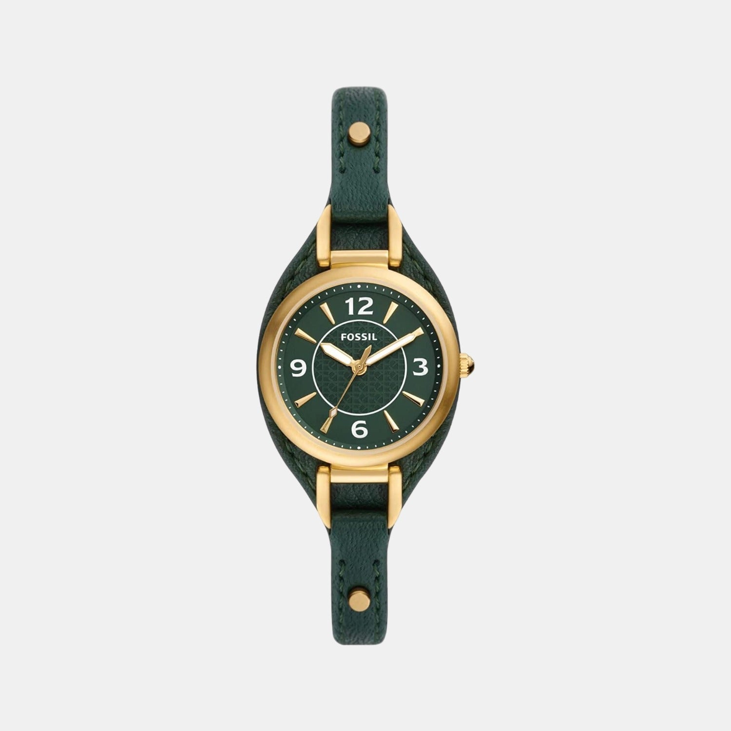 Fossil Carlie Women Quartz Gold Dial Analog Leather Watch ES5241