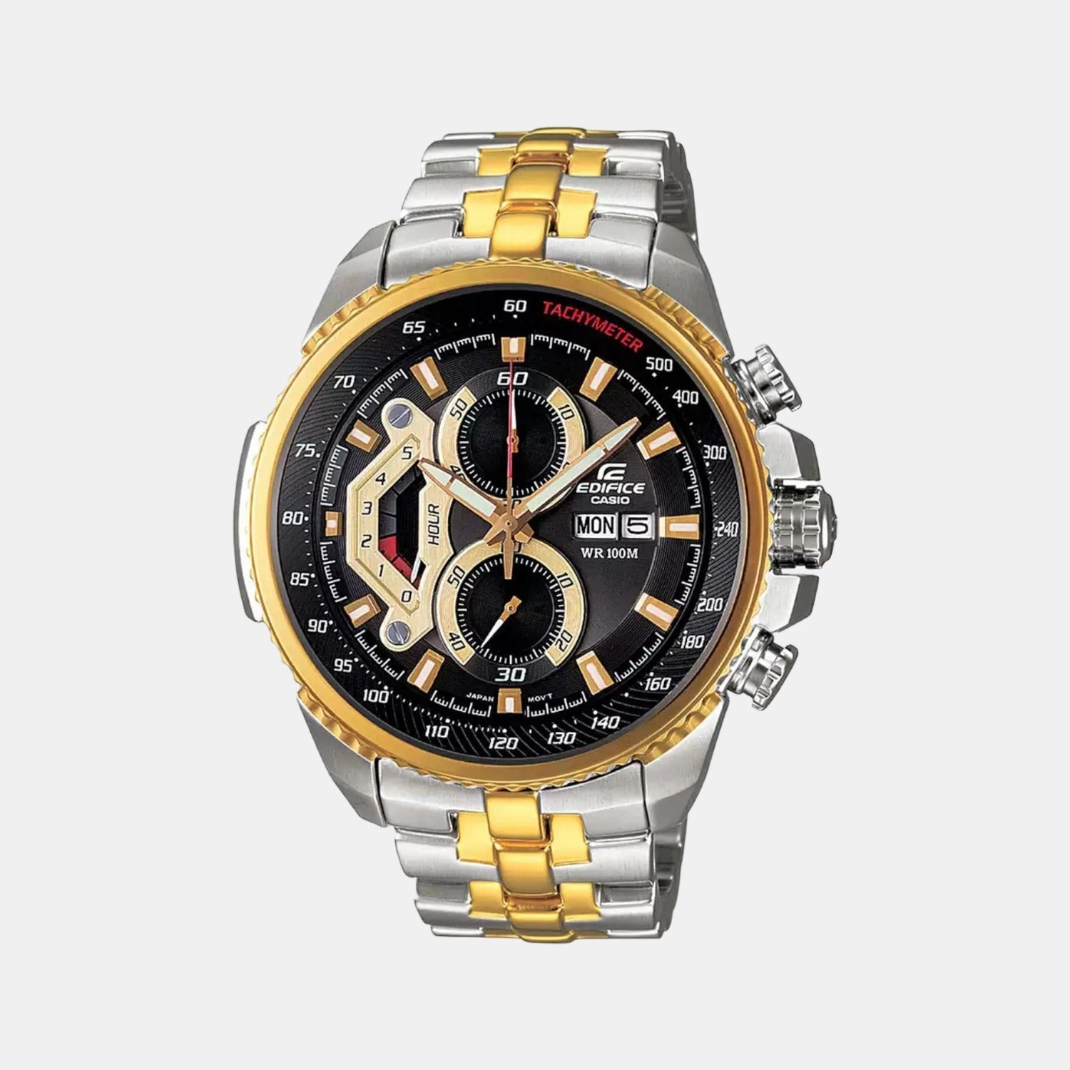 Casio Edifice Men Quartz Gold Dial Chronograph Stainless Steel Watch ED439