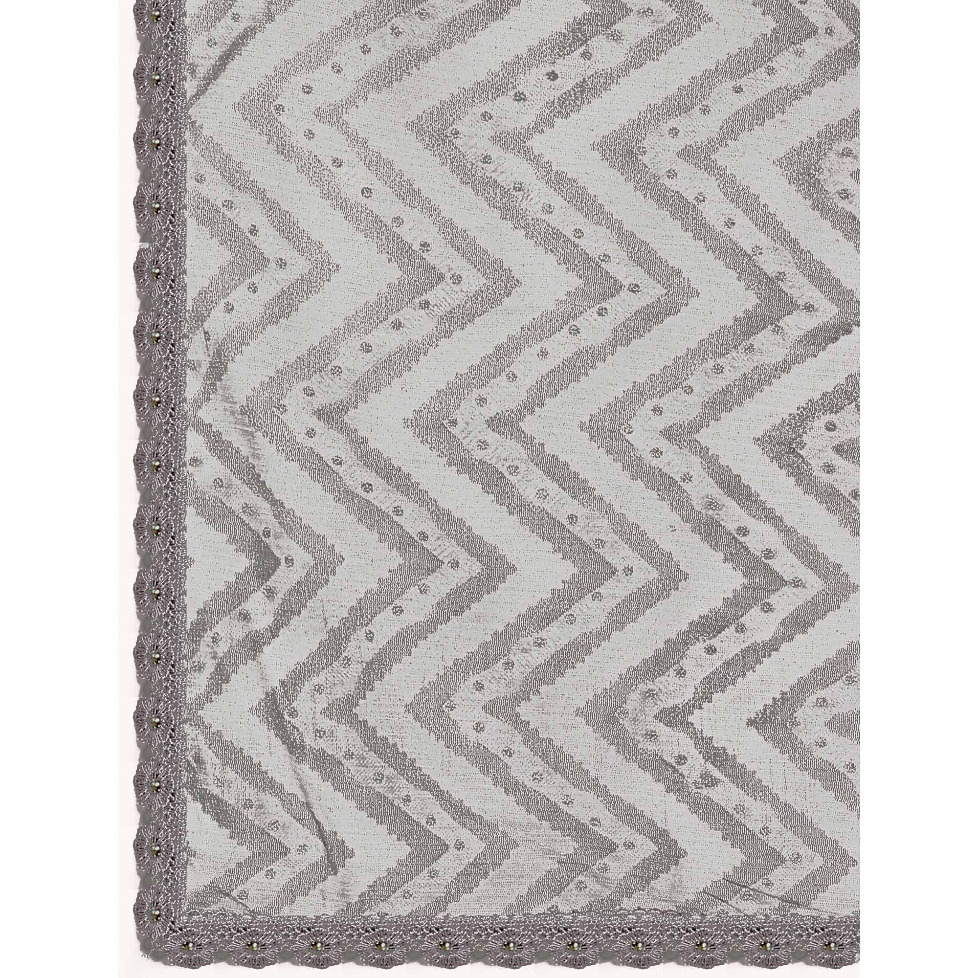 Peachmode Seller Grey Zig Zag Printed With Stone Work Organza Ready To Wear Saree - view 8