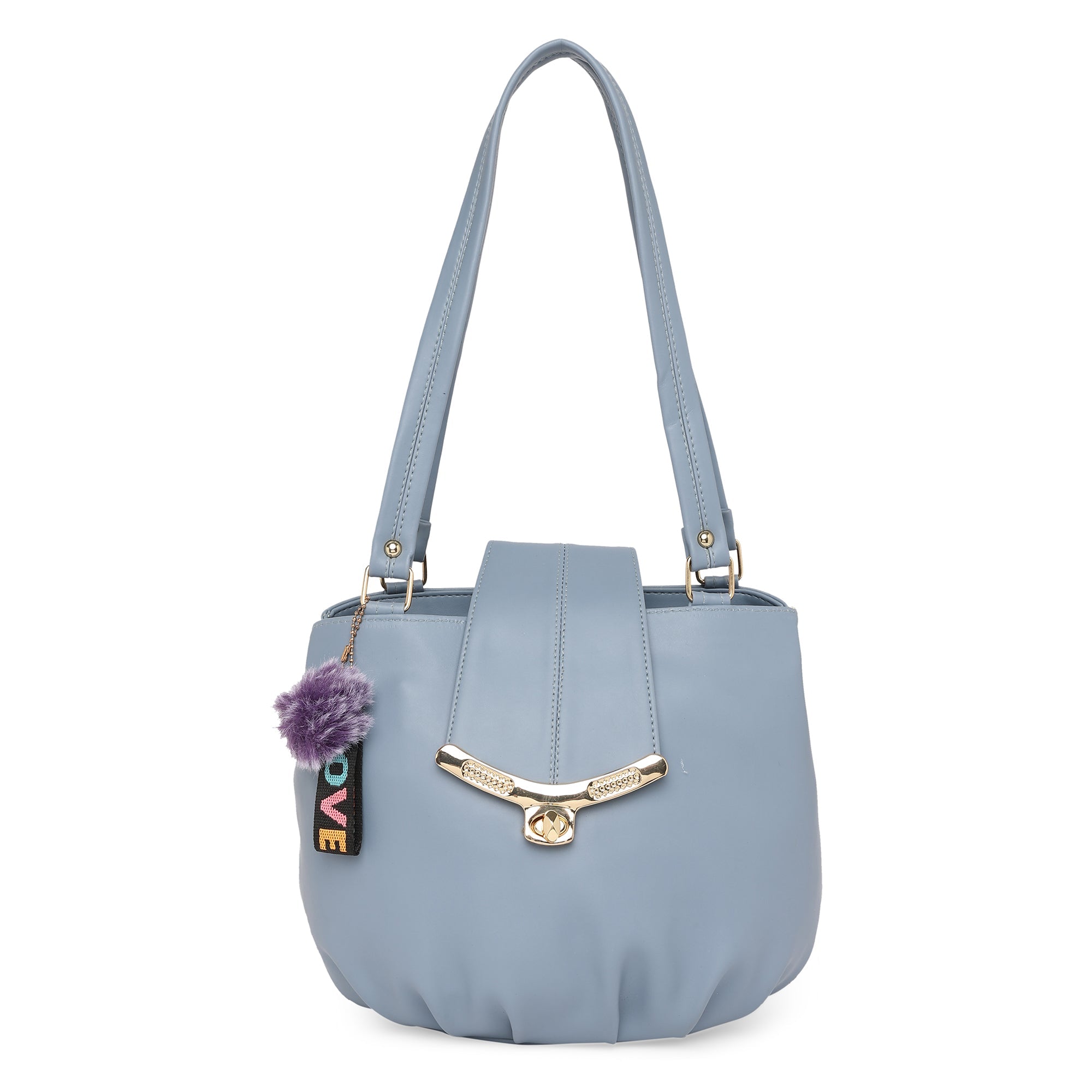 Peachmode Seller Grey Women Vegan Leather Handbag With Belt