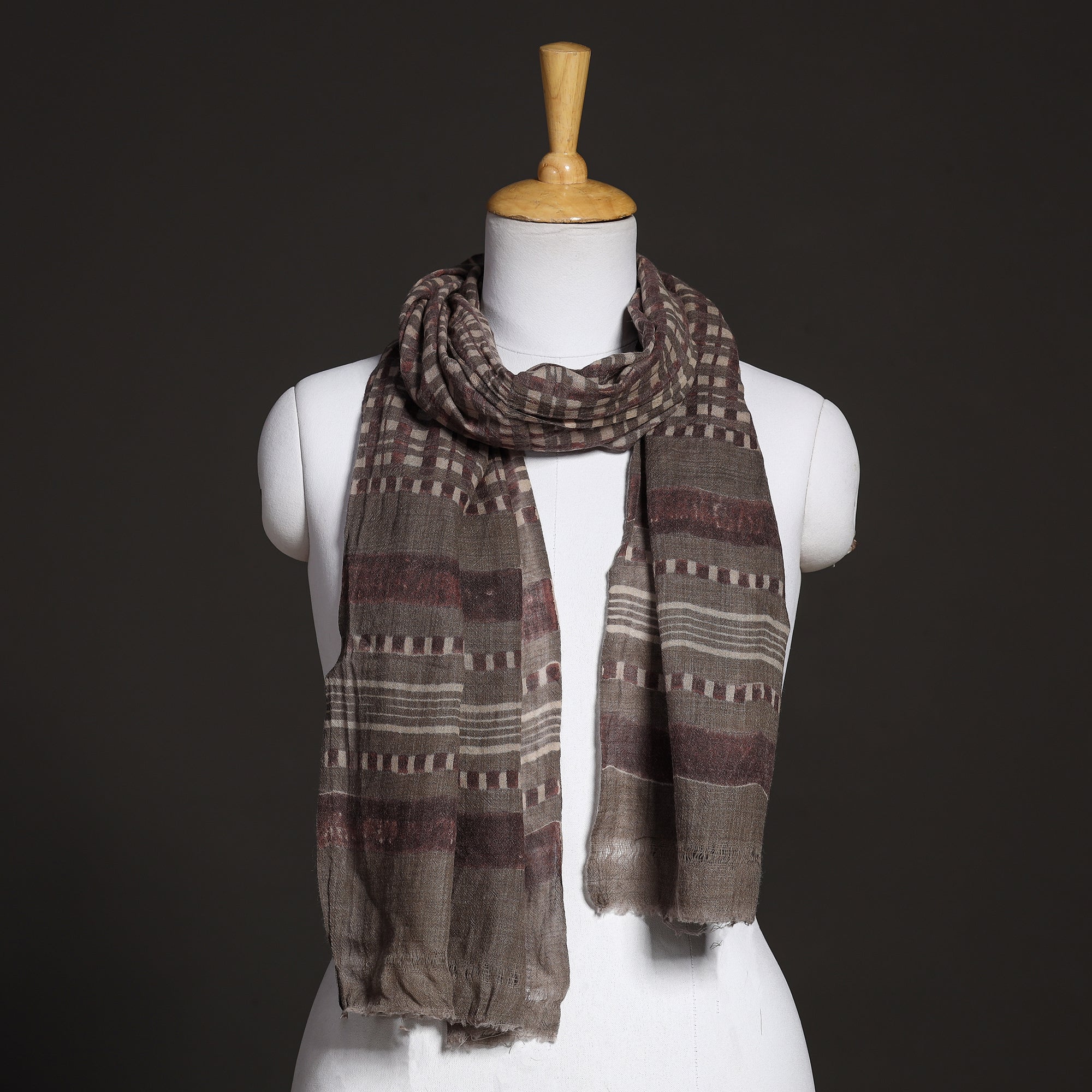 HAVELI CHRONICLES Brown - Akola Hand Block Printed Pure Woolen Stole