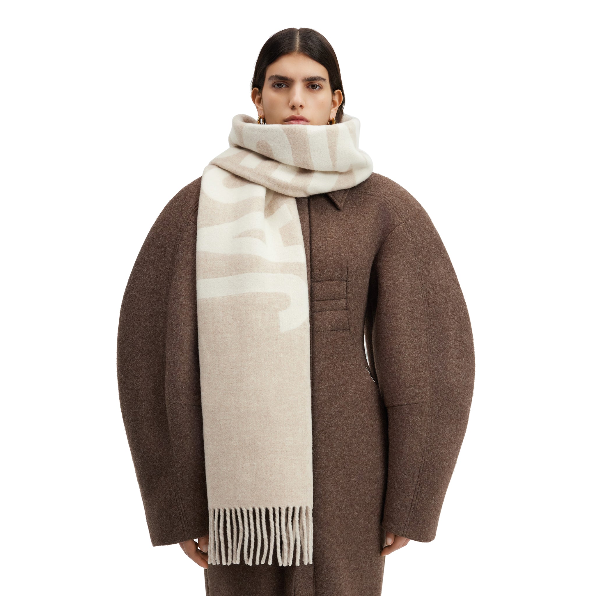 Jacquemus L'echarpe Fringe Logo Multi-Beige Scarf - view 2