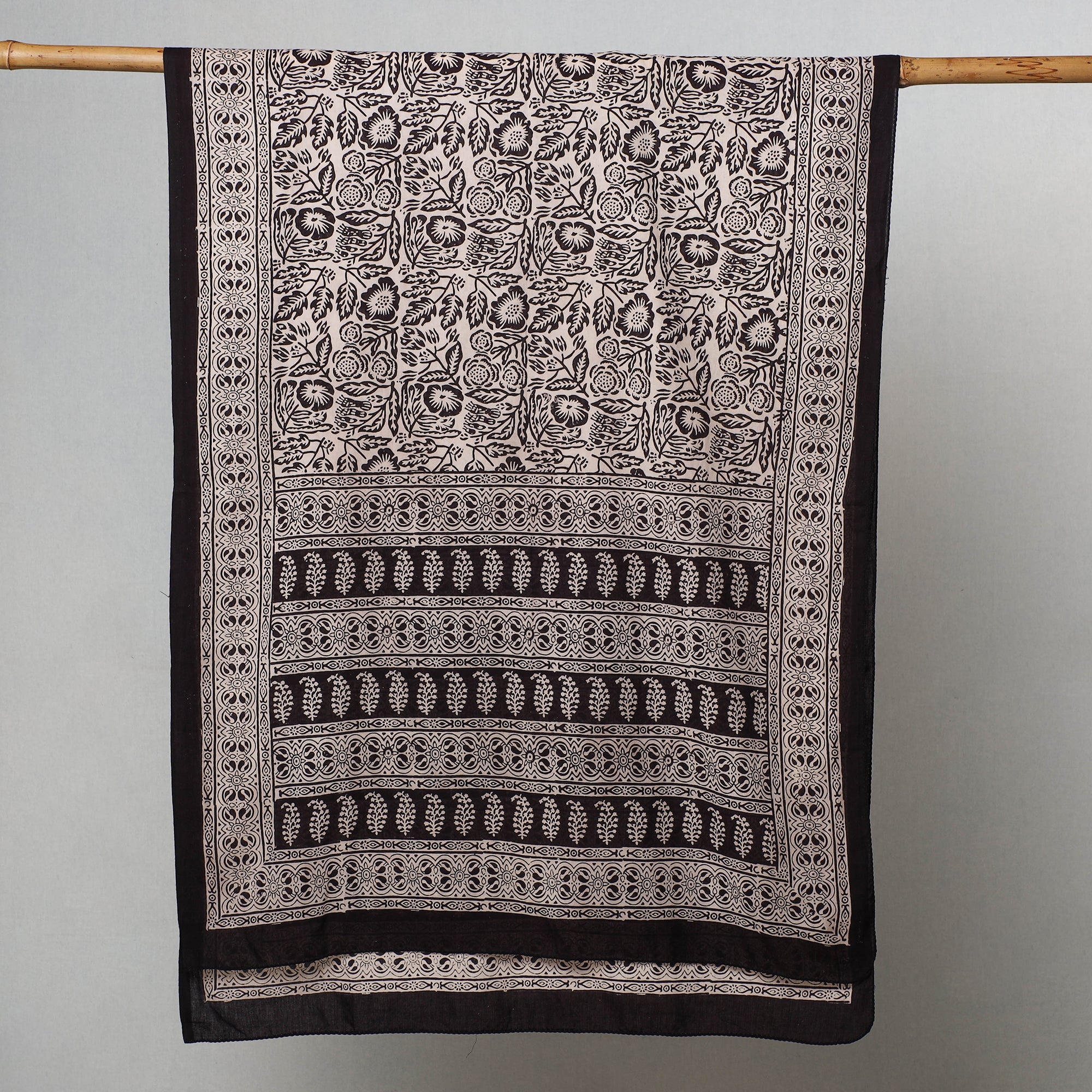 BAGH PRINTS BY MOHAMMED BILAL KHATRI Black - Bagh Hand Block Printed Cotton Stole - view 2