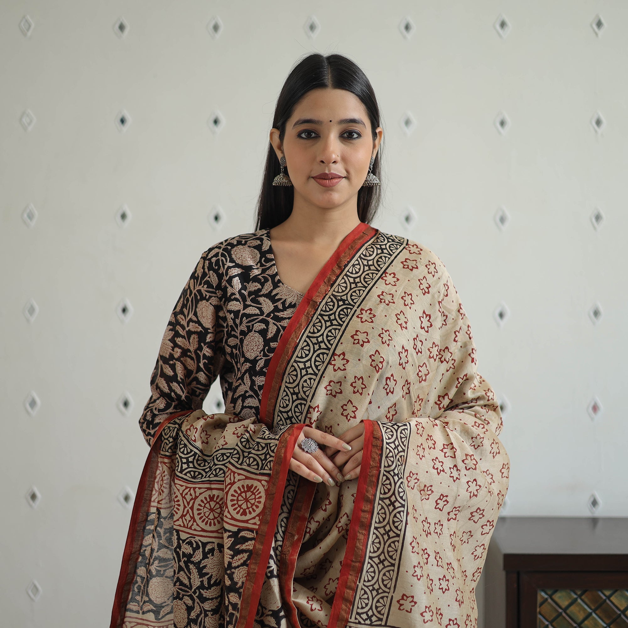 ITOKRI CASUALS Black - Hand Block Bagru Print Chanderi Silk Kurta Set 09