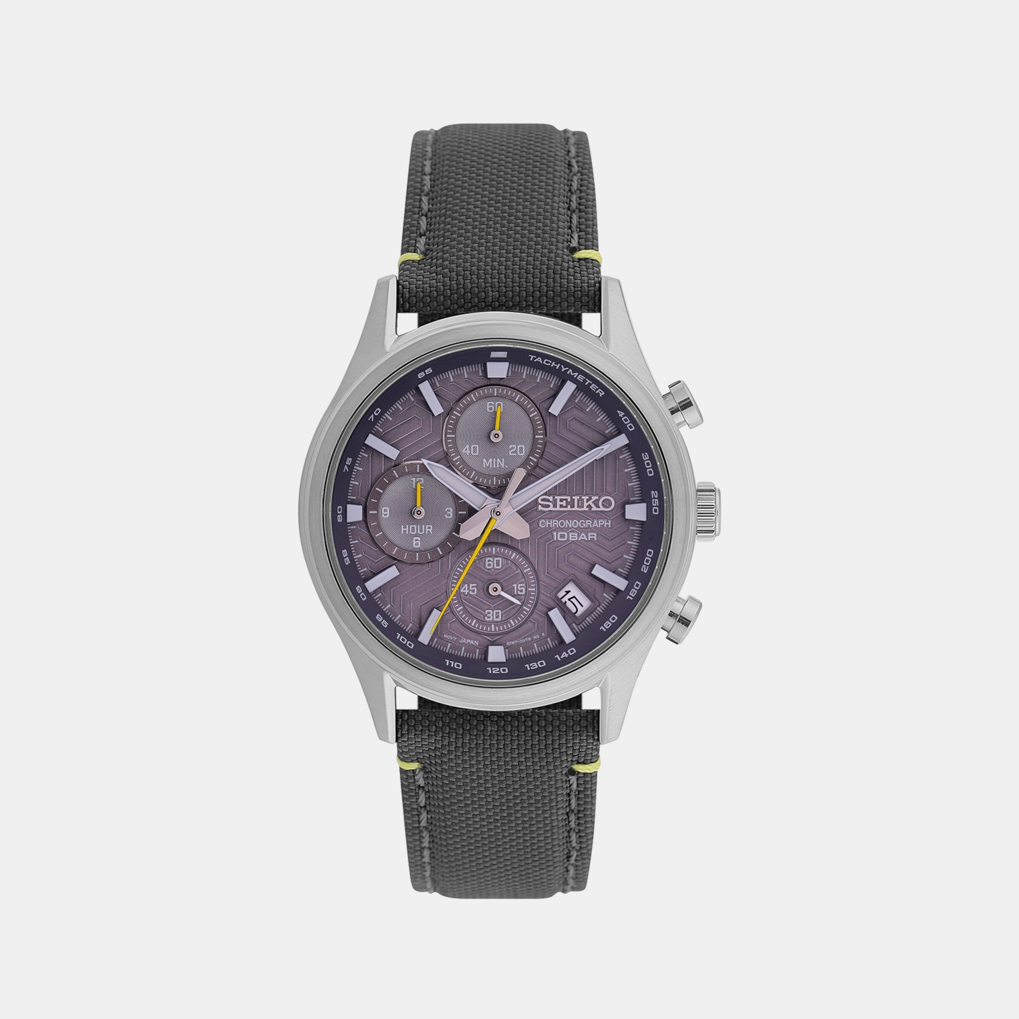 Seiko Dress Men Quartz Grey Dial Chronograph Leather Watch SSB423P1