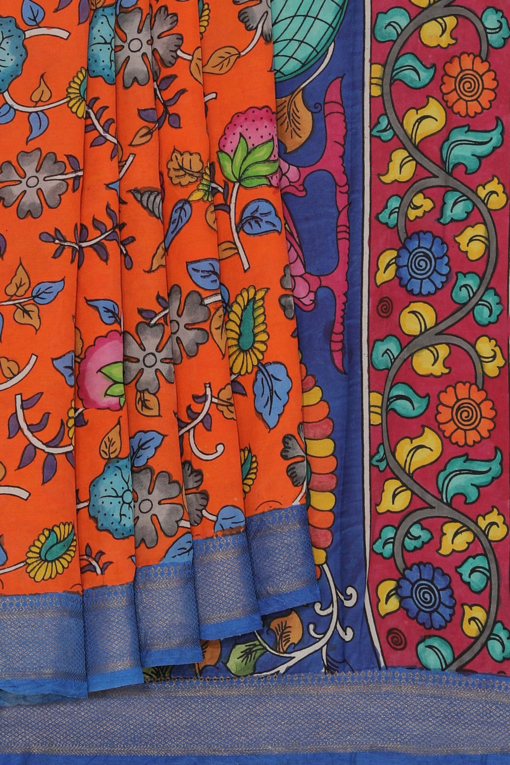 Kalanjali Kalamkari Hand-Painted Silk Saree – Women's