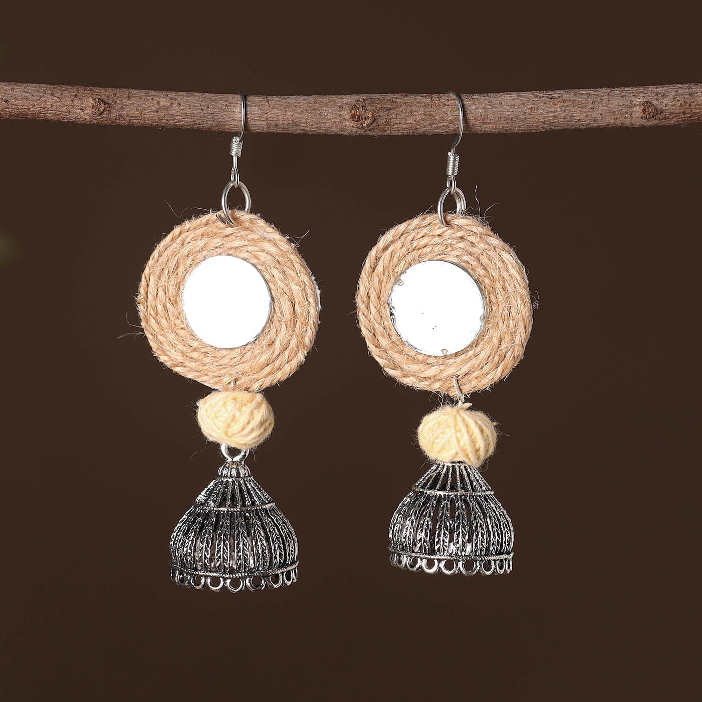 JALPARI Anika German Silver Jute Jhumki Earrings - view 2