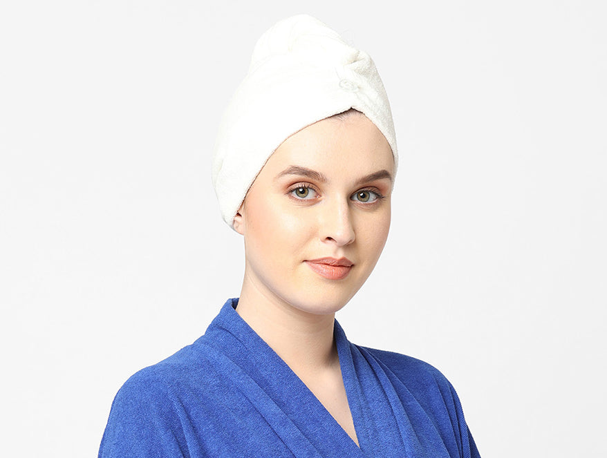 Spaces India White 1 Piece 100% Cotton Turbie Towel - Exotica By Spaces-1055154 - view 5