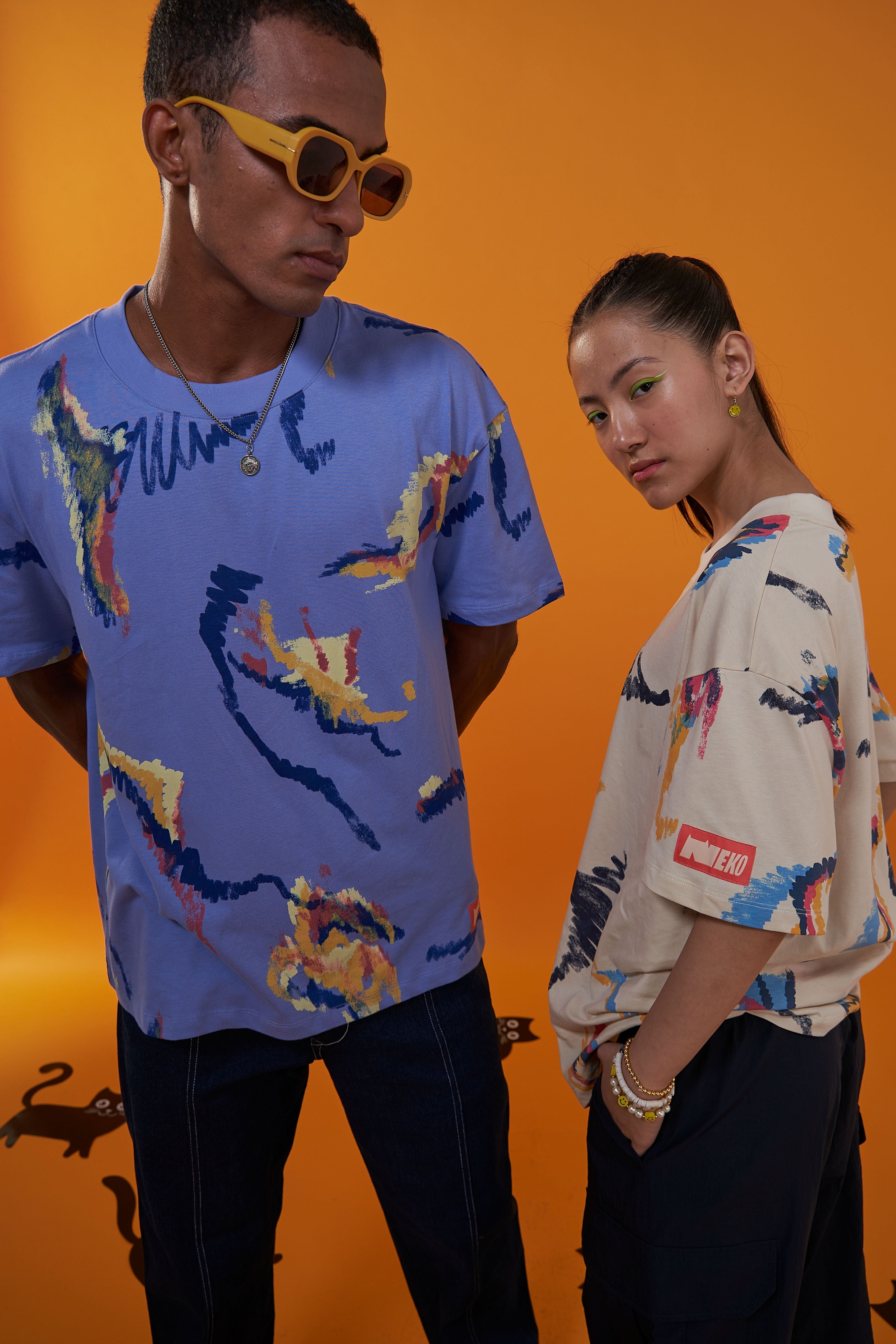 NEKO Multi Scribble T-shirt - Purple - view 8