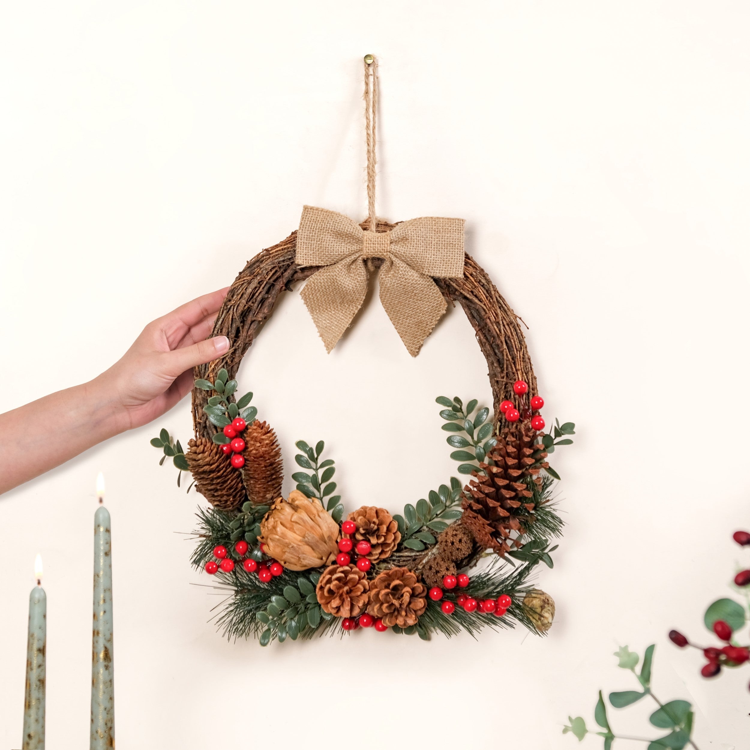 Nestasia Berry Bow Ecofriendly Decorative Festive Wreath - view 2