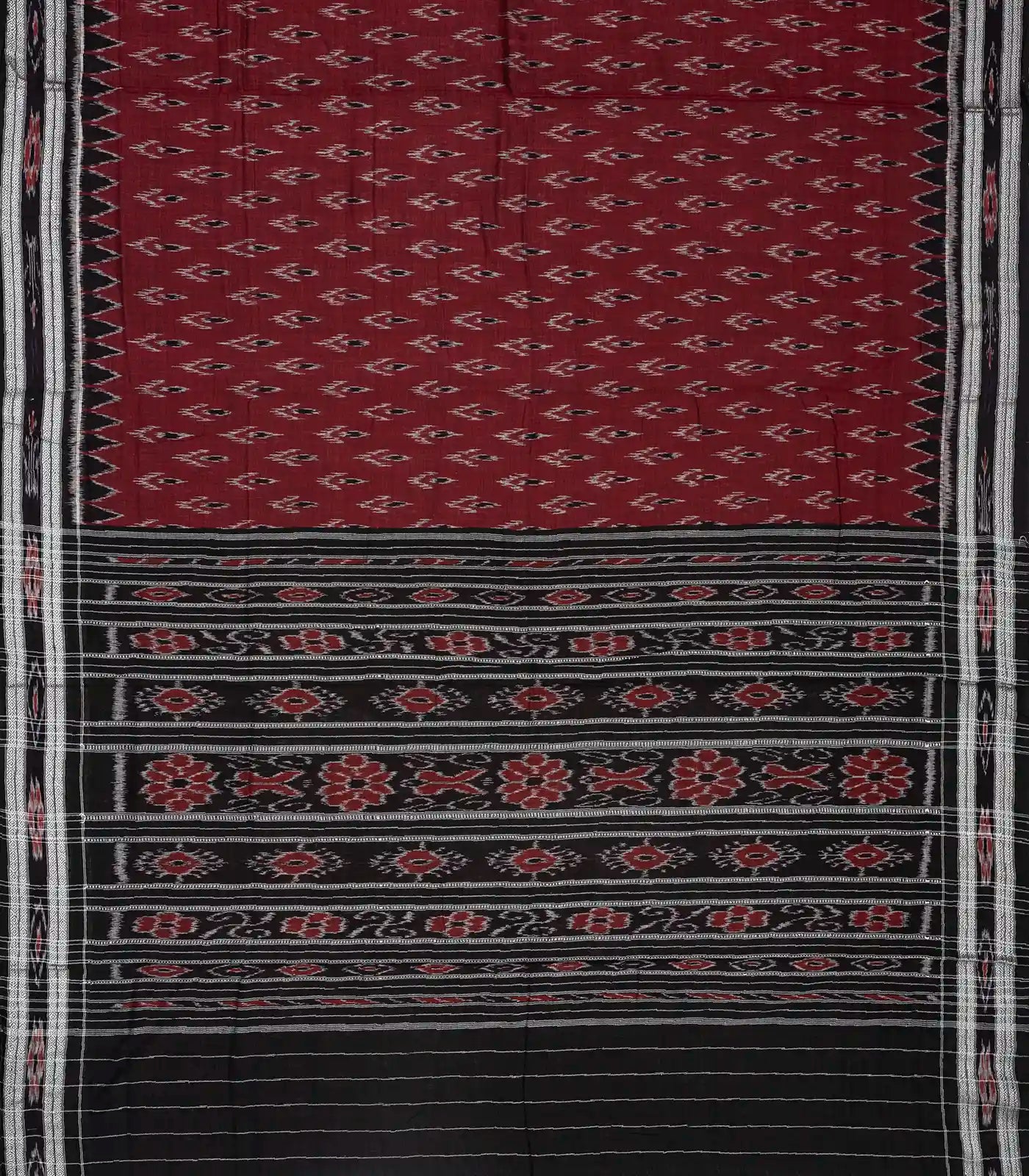 RmKV Maroon Handloom Orissa Cotton Saree With Black Border - view 2