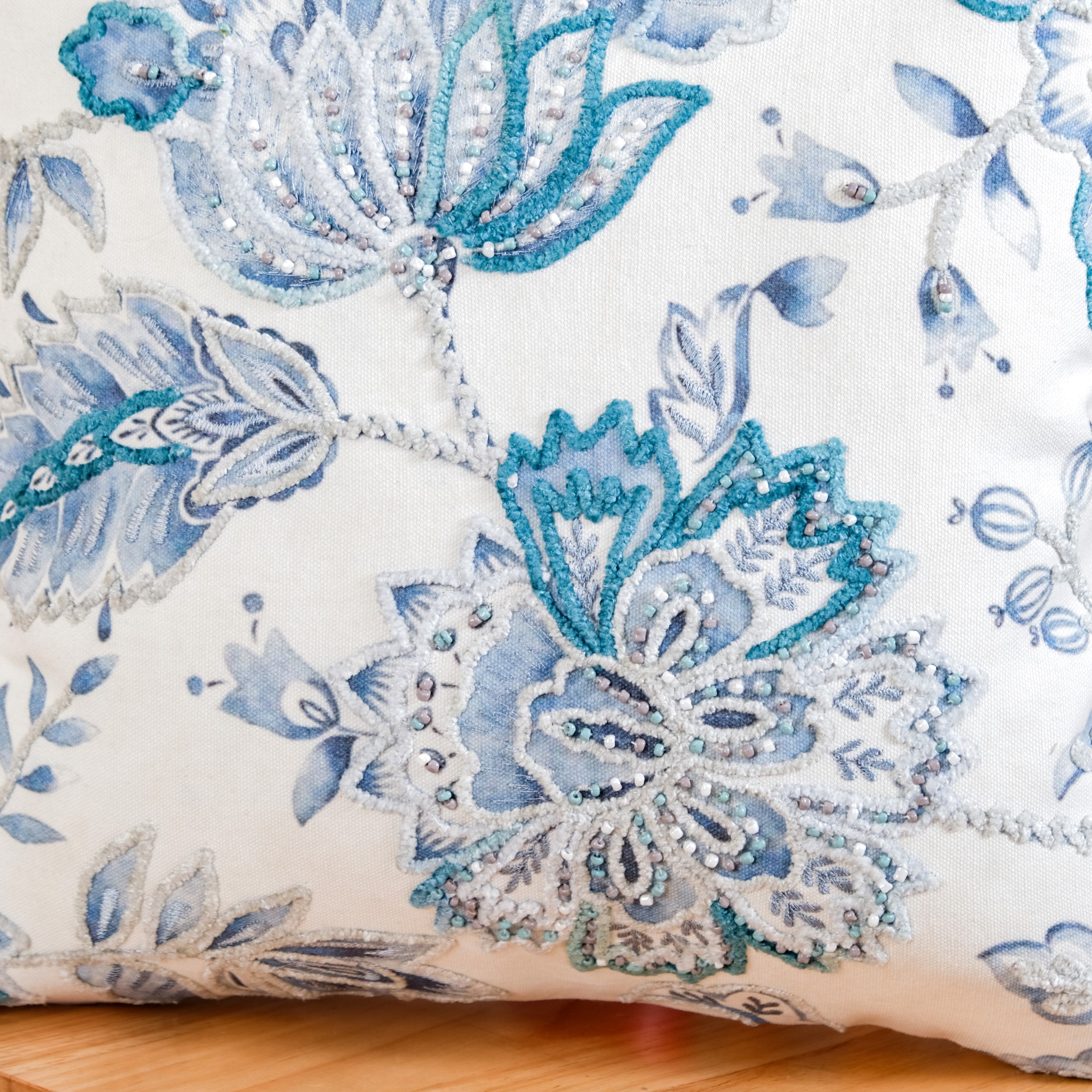Nestasia Icy Flora Cushion Cover With Bead Embellishments 40x40 cm - view 6