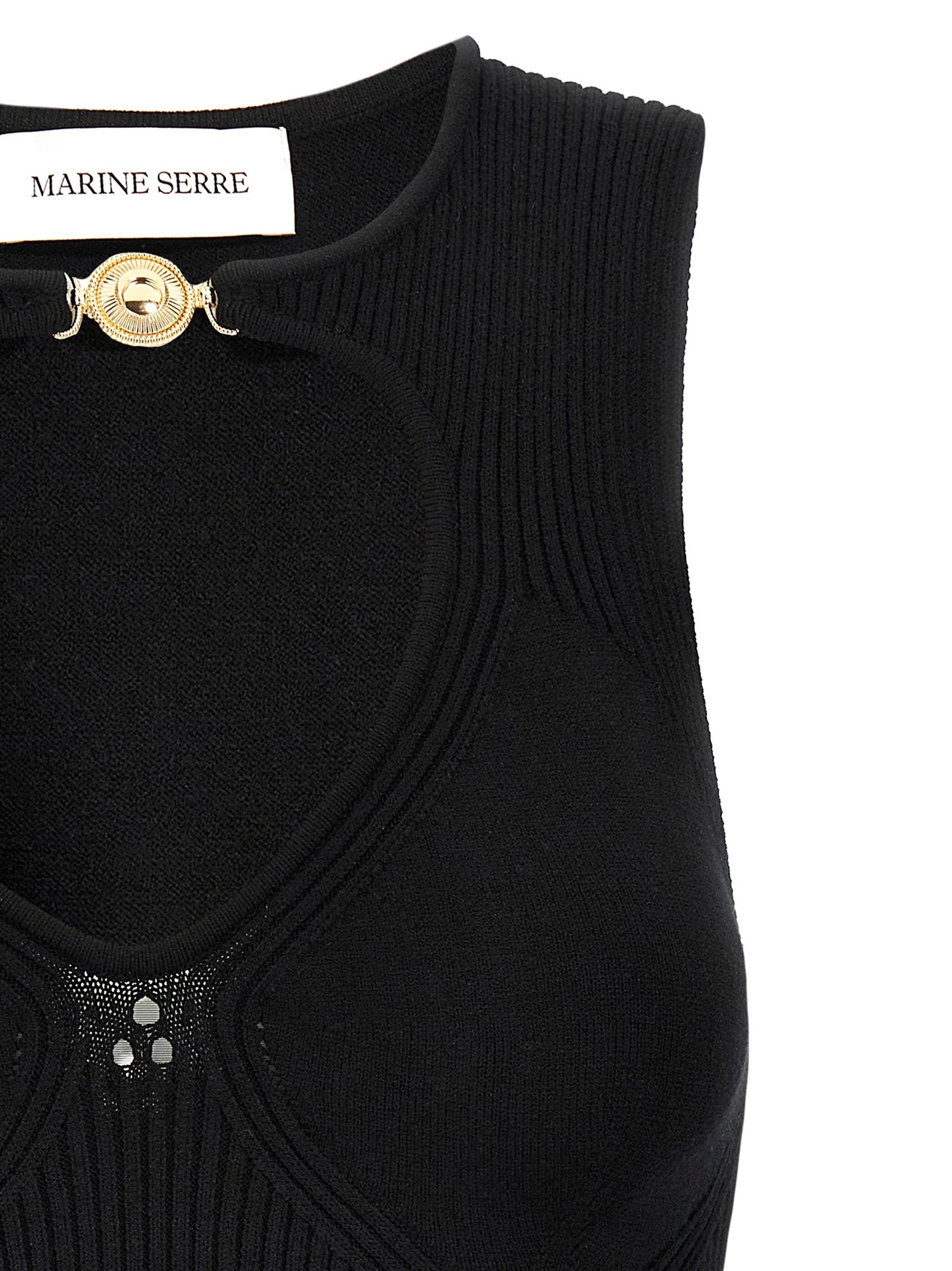 Marine Serre Moon Jewelry Knit Open Neck Top - view 3