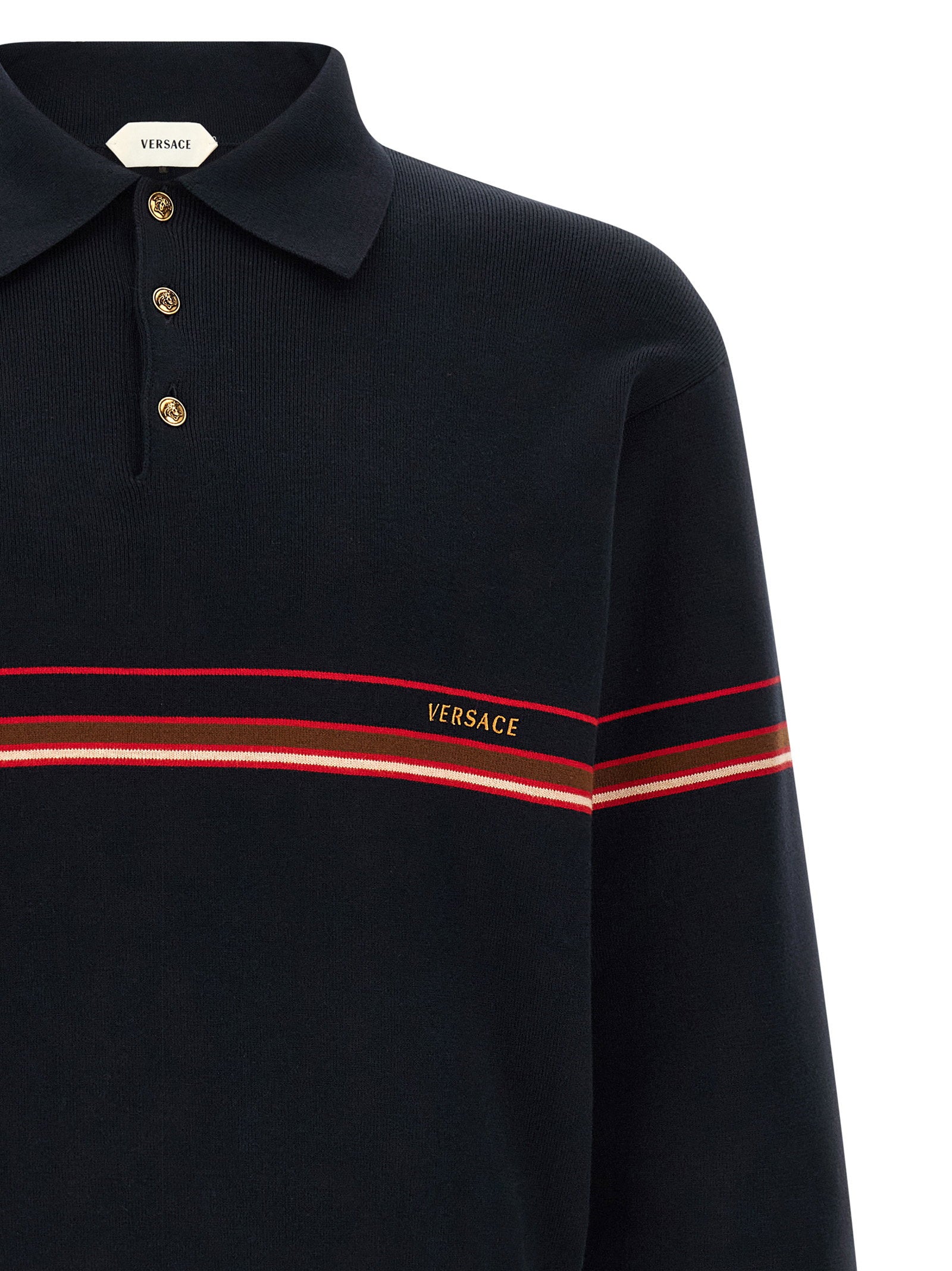 Versace Inlaid Striped Polo Shirt – 100% cotton - view 3