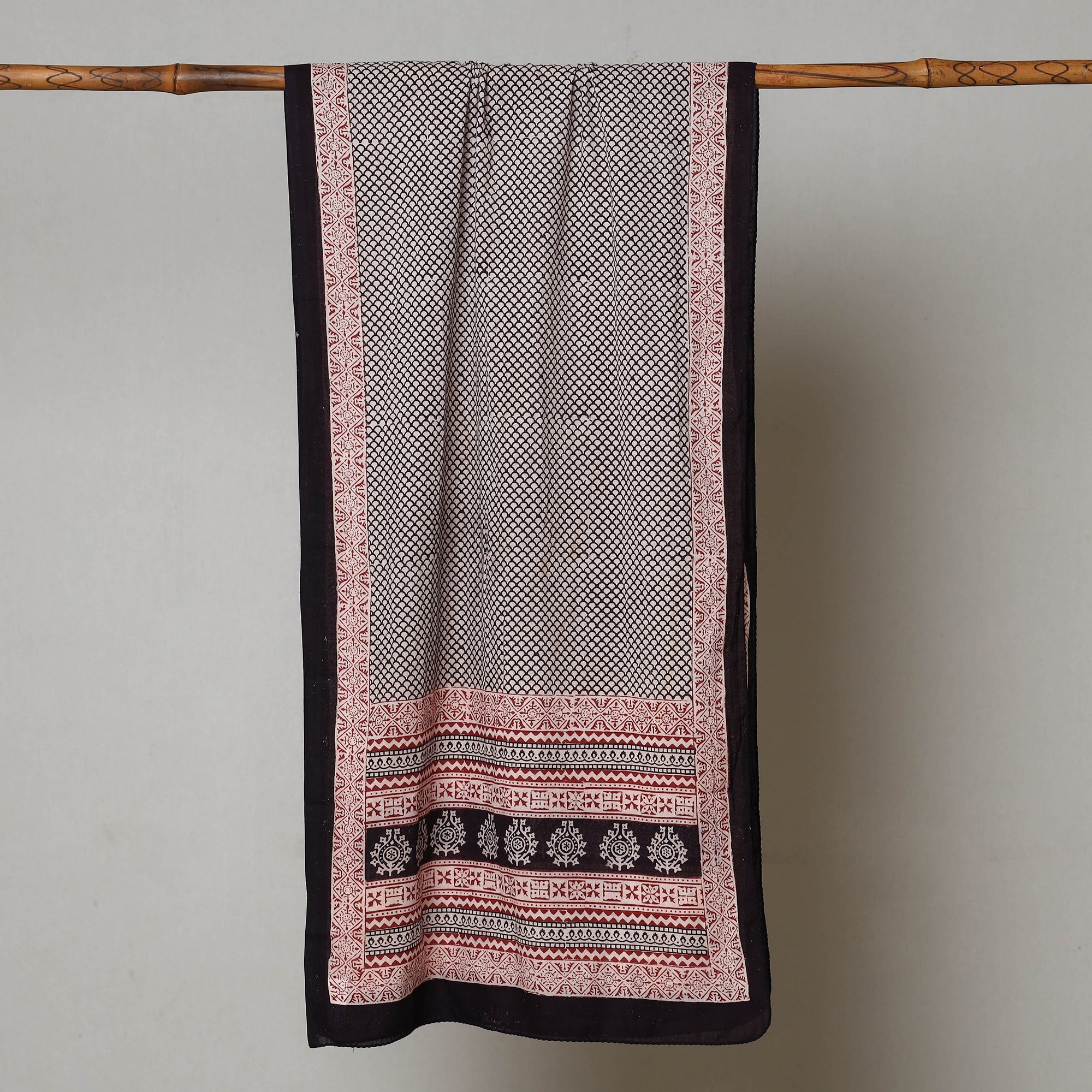 BAGH PRINTS BY MOHAMMED BILAL KHATRI Black - Bagh Hand Block Printed Cotton Stole - view 2