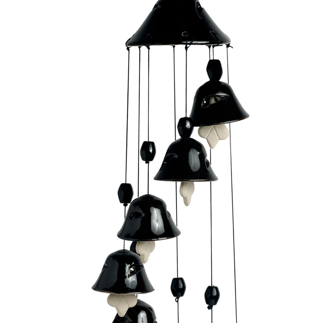 EXCLUSIVELANE 'Hazel Symphonies' Handpainted Decorative Hanging Bells Wind Chime In Ceramic (24 Inch) - view 3