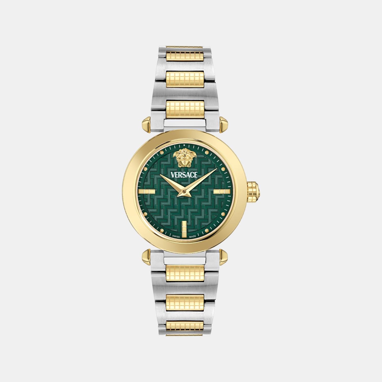 Versace Greek Women Quartz Green Dial Analog Stainless Steel Watch VE5B00525