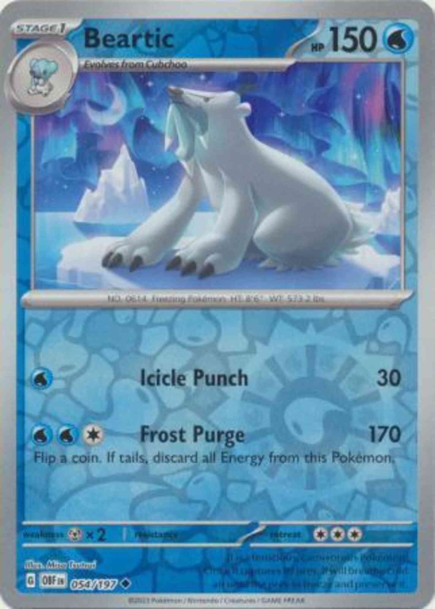 Uncommon sv03-054 reverse – Pokémon Beartic - 054/197 - Uncommon [sv03-054] [Reverse Holo]