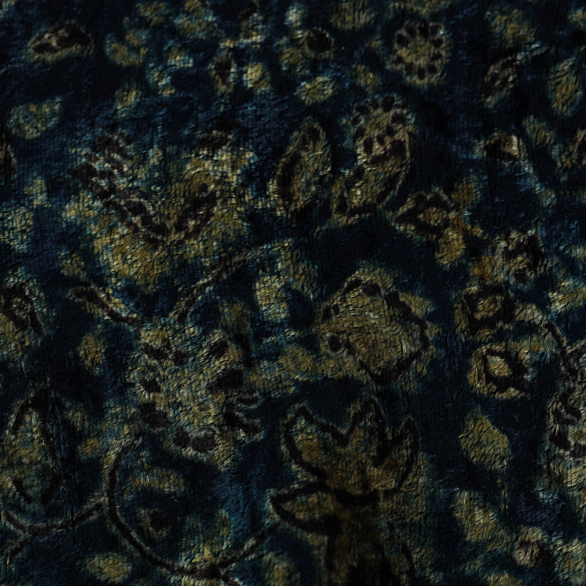 AJRAKH BY JABBAR KHATRI Blue - Block Printed Velvet Natural Dyed Ajrakh Fabric 06 - view 5