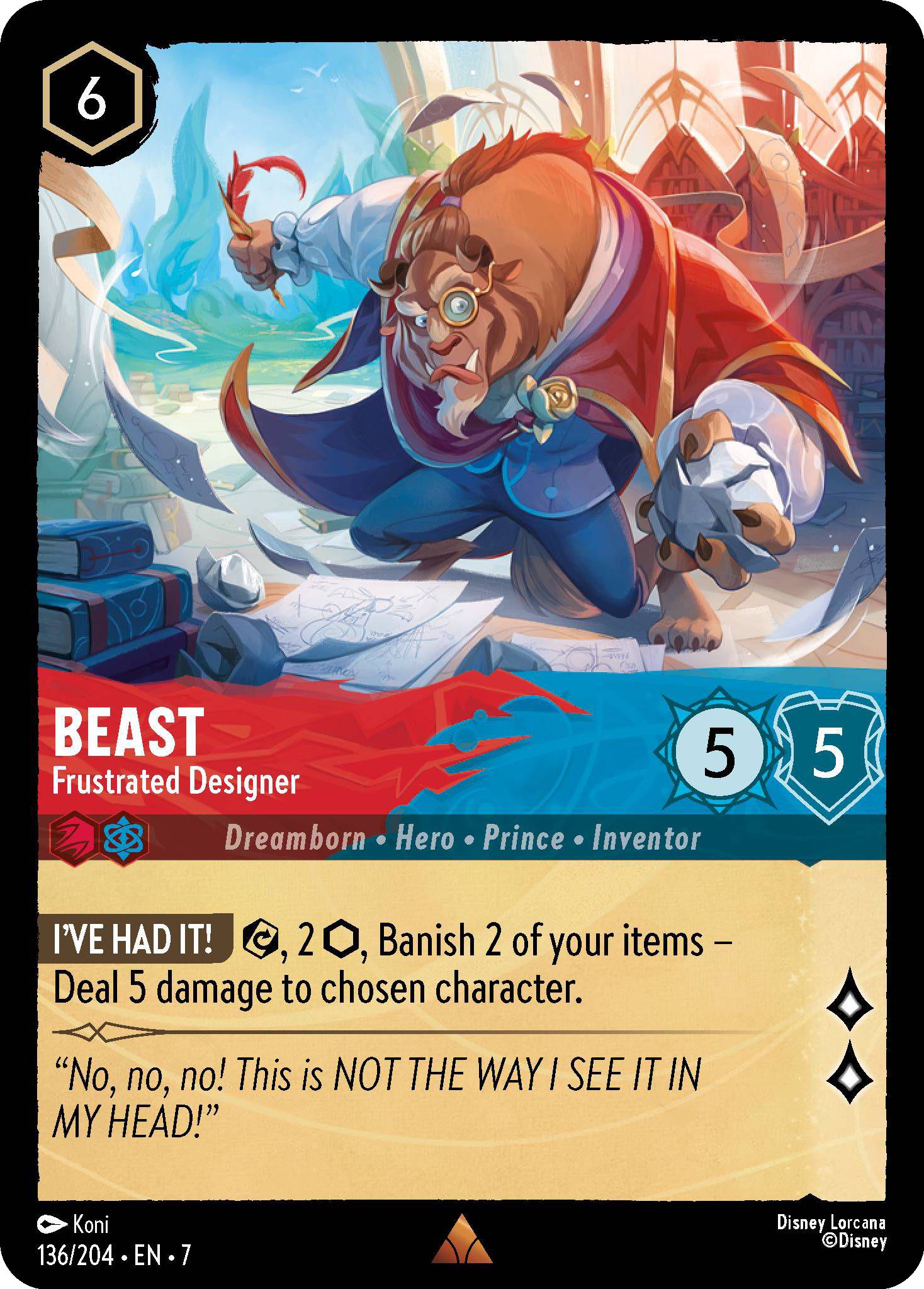 Lorcana Beast - Frustrated Designer - 136/204 [Archazia's Island] [Non-Foil]