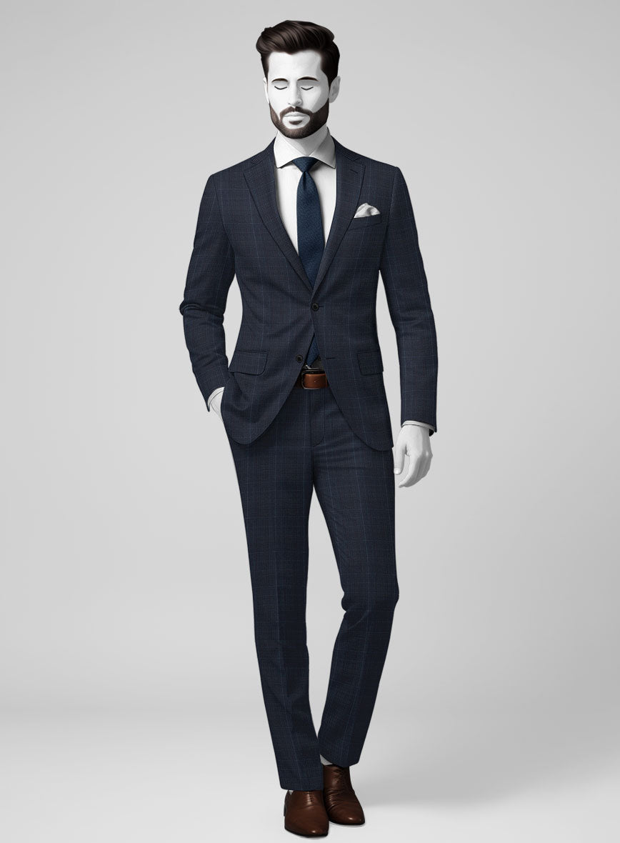 StudioSuits Napolean Canzo Glen Dark Blue Wool Suit