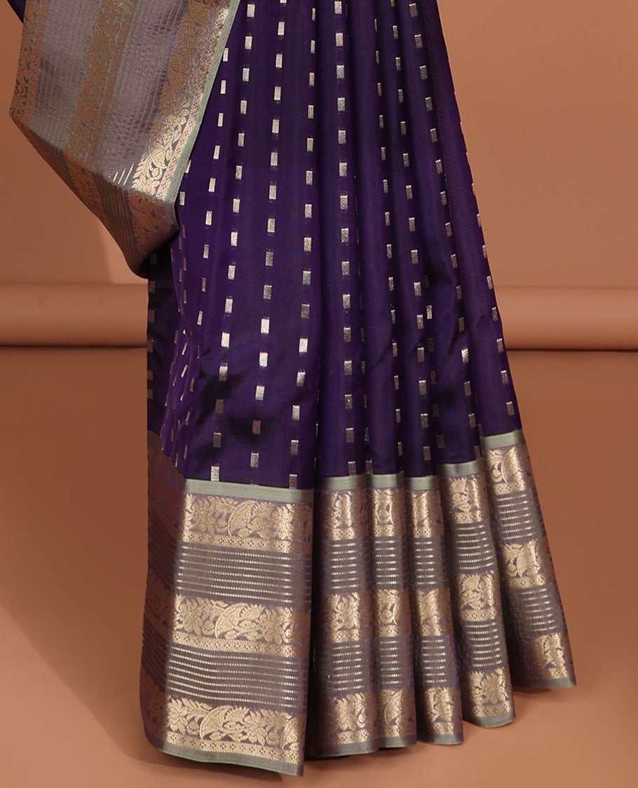 Pothys Purple buttas vasundhara elite silk saree with self intricate zari border & pallu of argyle pattern - view 3