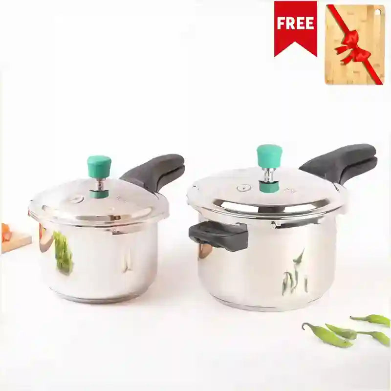 The Indus Valley 3L+ 4.5L QuicKooker Stainless Steel Pressure Cooker Combo+ Free ₹600 Wood Chopping Board, Premium Quality, Tri-ply (3 Layer) Heavy Bo