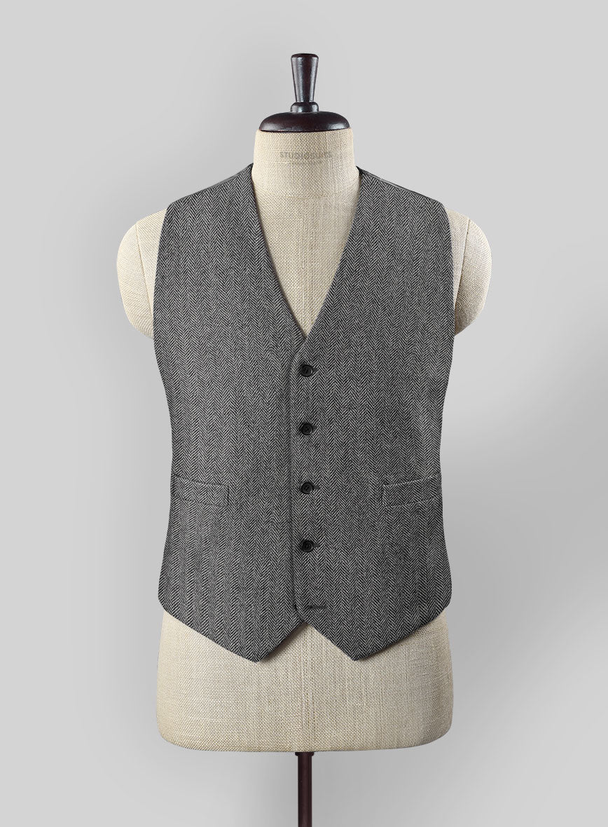 StudioSuits Vintage Herringbone Gray Tweed Waist Coat - view 2